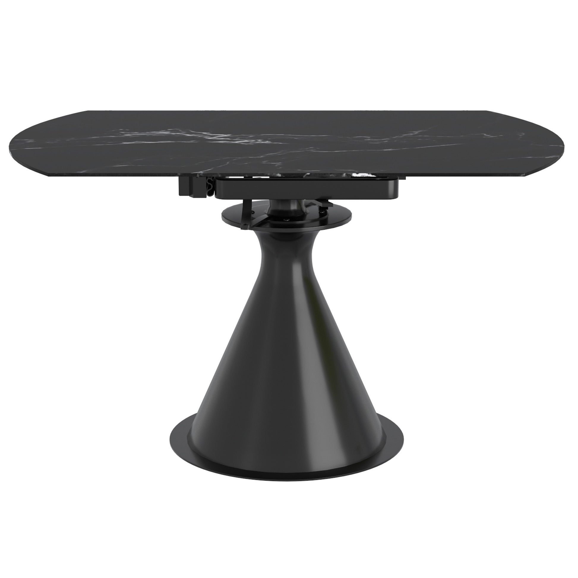 Calisto Round Expanding Dining Table - Black Sintered Stone-DECOROLALA