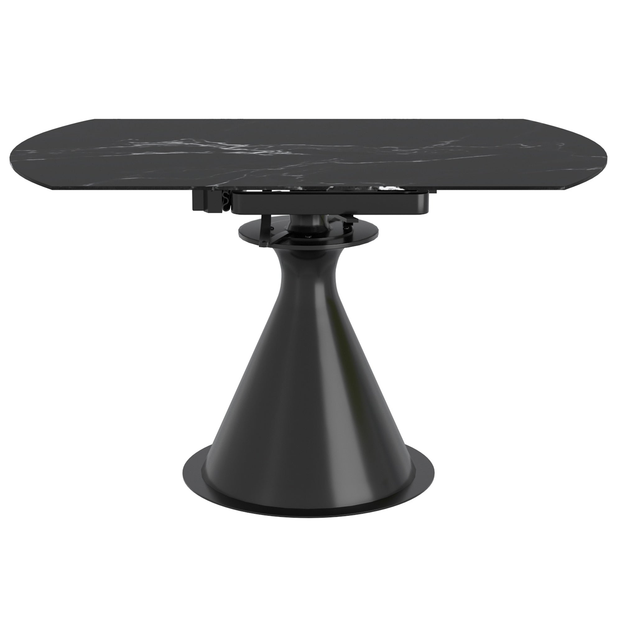 Calisto Round Expanding Dining Table - Black Sintered Stone-DECOROLALA