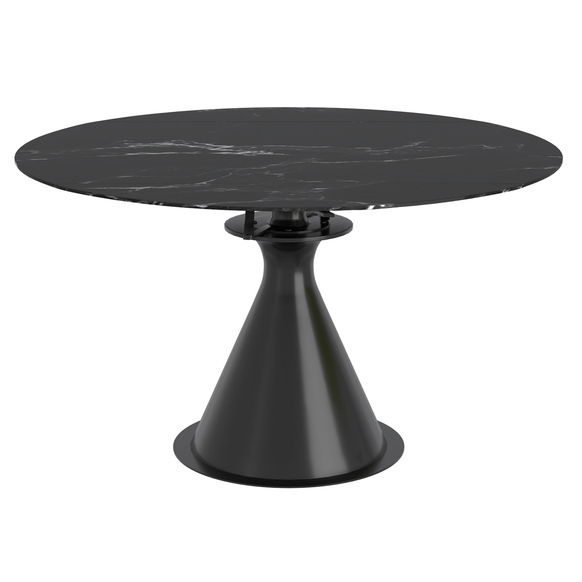 Calisto Round Expanding Dining Table - Black Sintered Stone-DECOROLALA