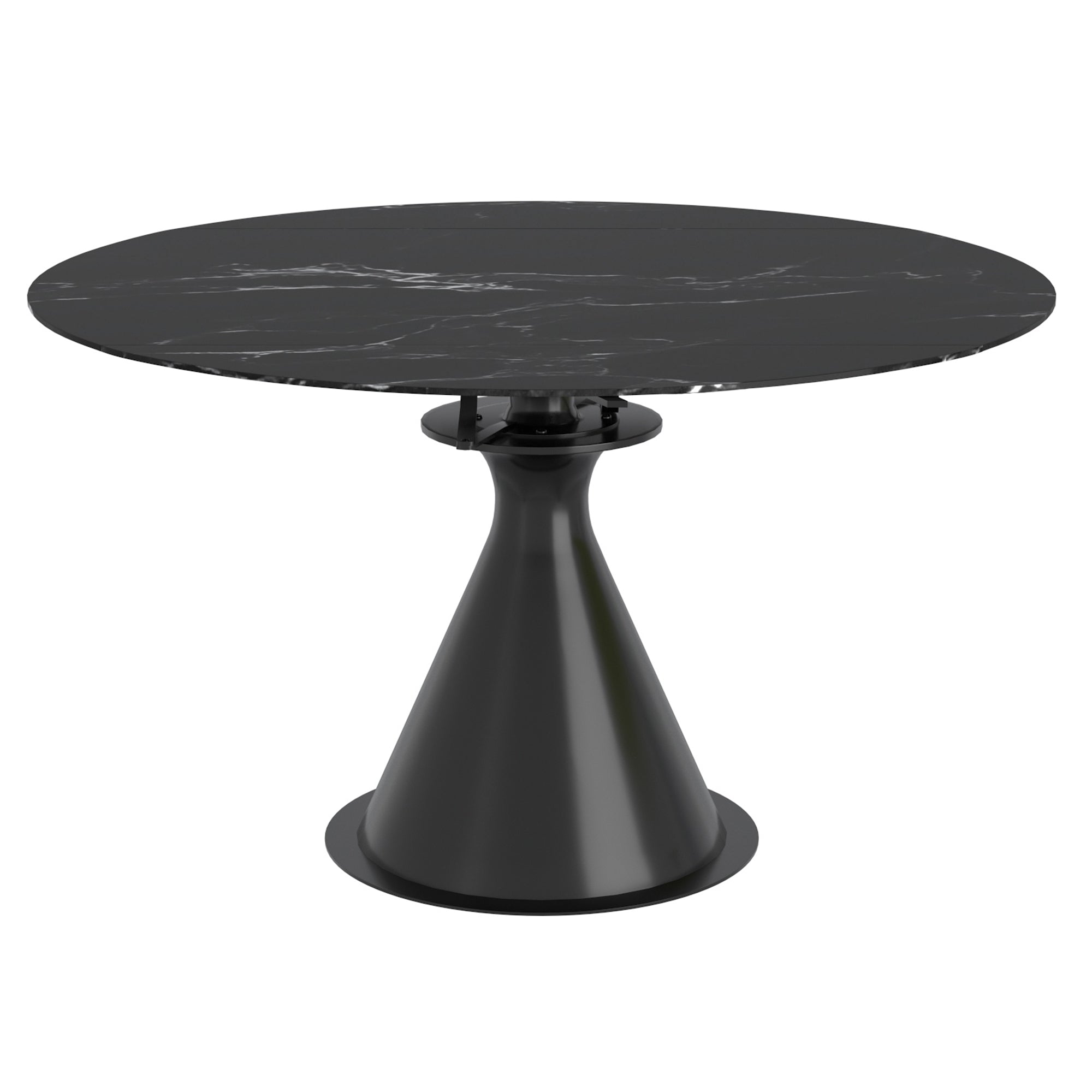 Calisto Round Expanding Dining Table - Black Sintered Stone-DECOROLALA