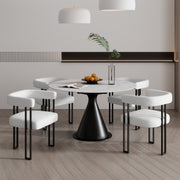 Calisto Scarlet 5-Piece Dining Set - Round Sintered Stone Table-DECOROLALA