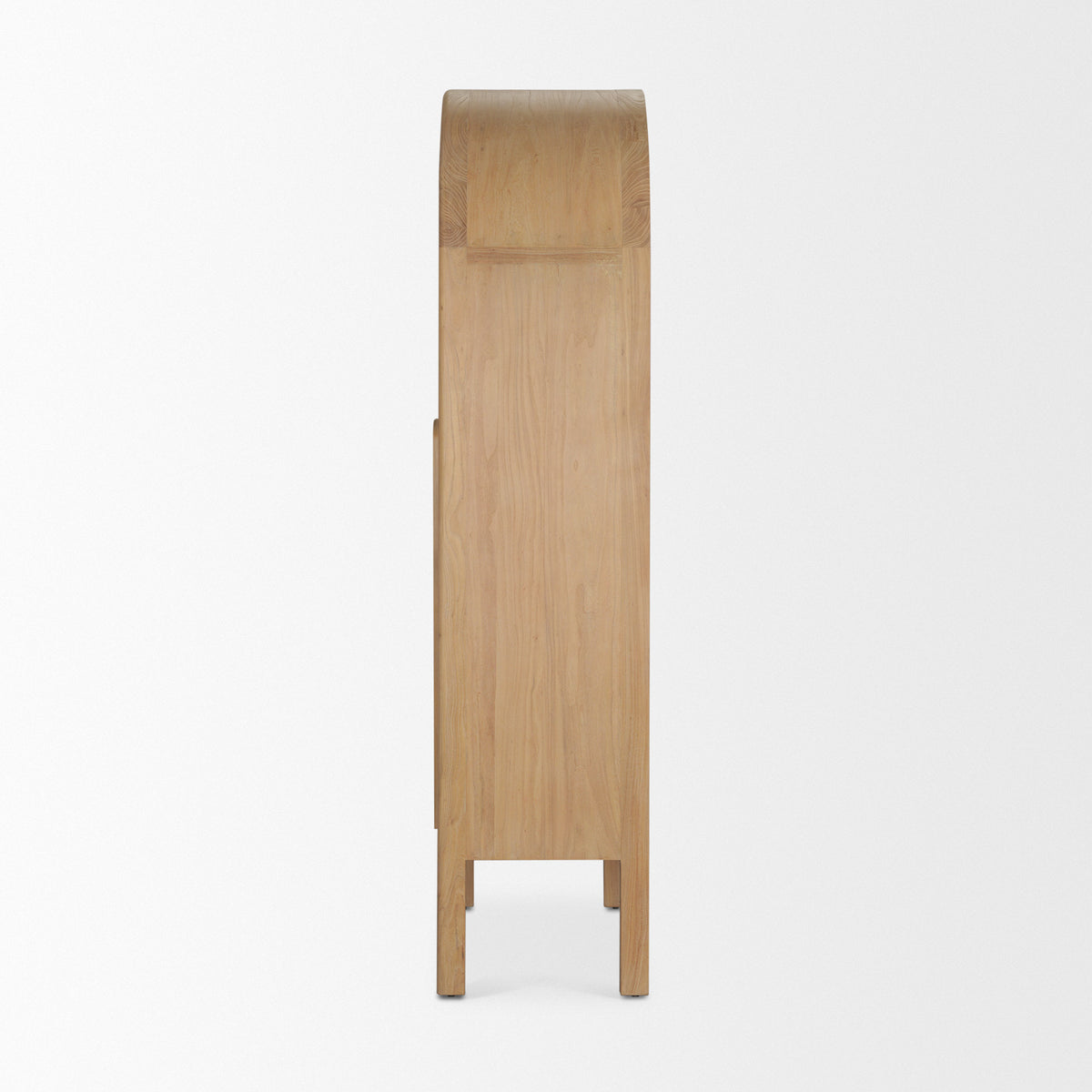 Callum Light Brown Elm Wood w/ Glass Doors Arched Curio Cabinet-Cabinets-DECOROLALA
