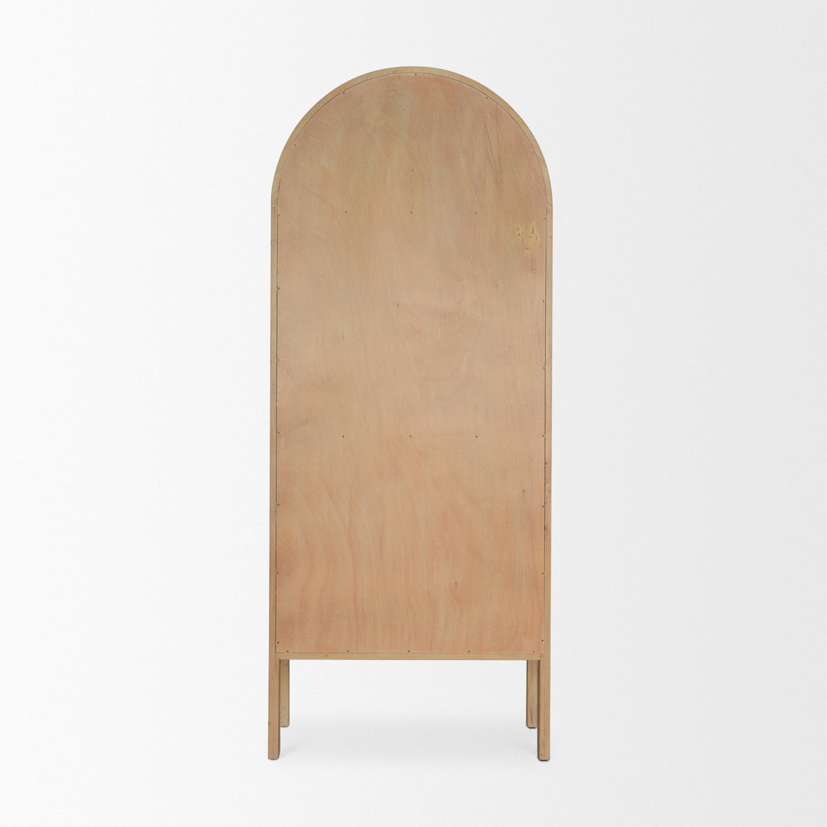Callum Light Brown Elm Wood w/ Glass Doors Arched Curio Cabinet-Cabinets-DECOROLALA