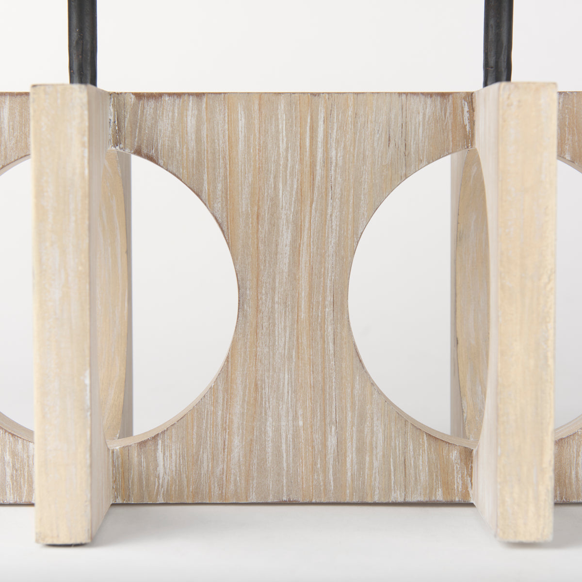 Cambie 29.0L x 6.0W x 9.0H Natural Wood W/Black Metal Candle Holders-Table Candle Holders-DECOROLALA