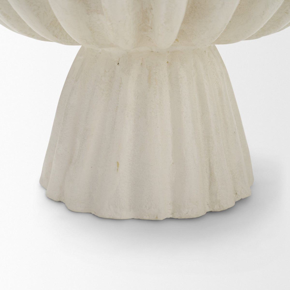 Camelia Fluted White Paper Mache Pedastal Centerpiece Bowl-Bowls-DECOROLALA
