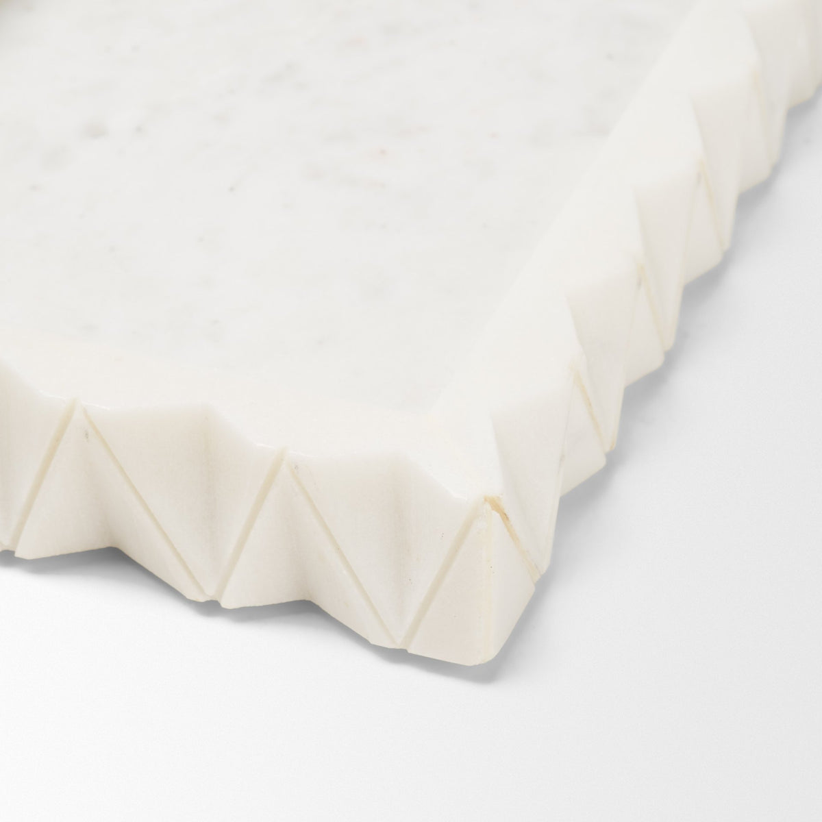 Camellia Rectangular White Marble Scalloped Tray-Trays-DECOROLALA