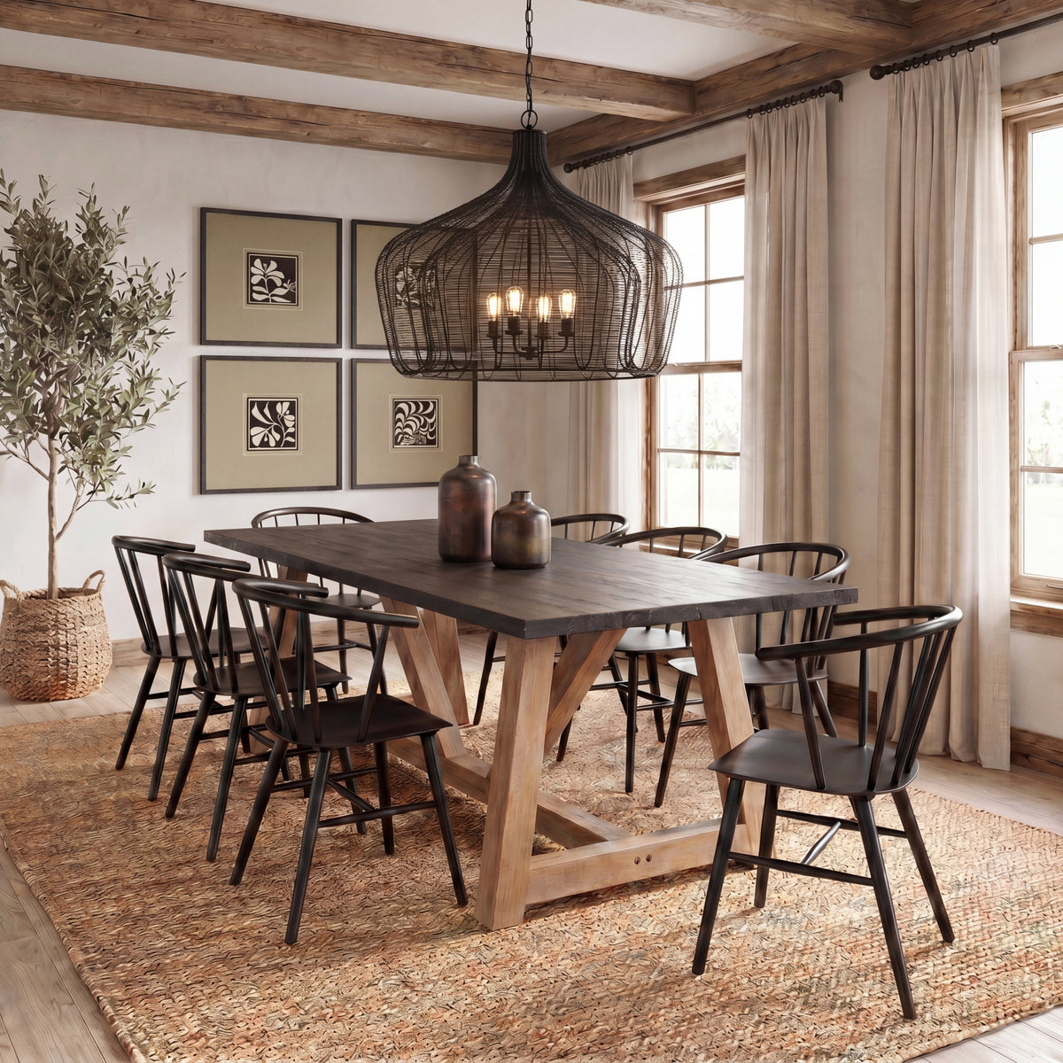 Camila (40"x31") Black Metal Mesh-Style Four Bulb Chandelier-Chandeliers-DECOROLALA
