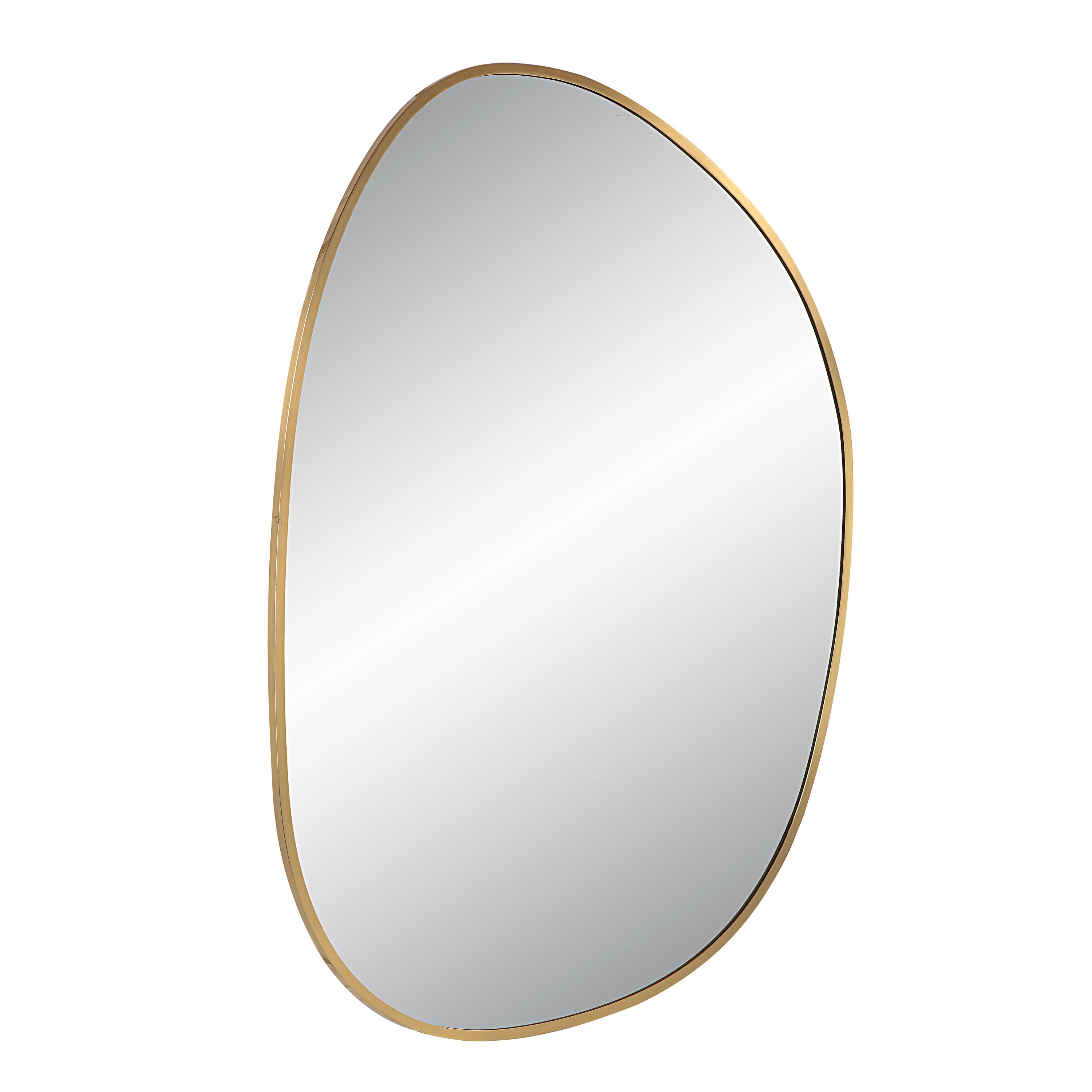 Camona 42" Tall Irregular Rectangular Oval Mirror, Satin Brass-Mirror-DECOROLALA