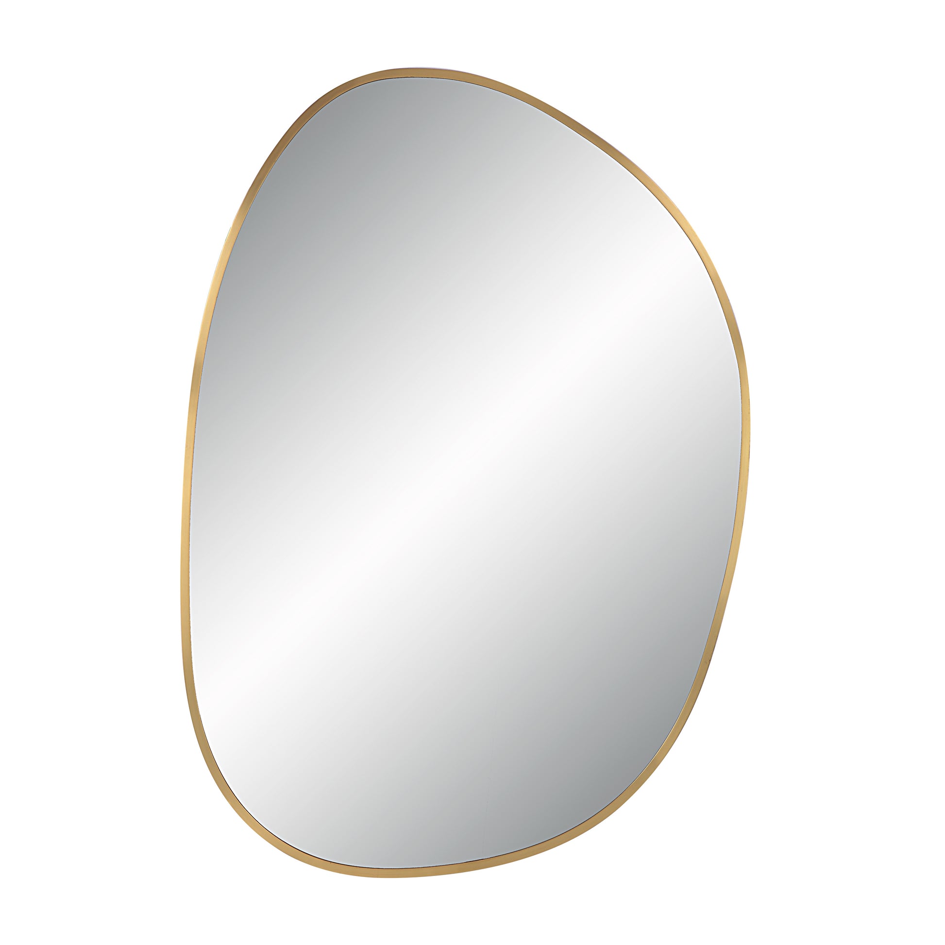 Camona 42" Tall Irregular Rectangular Oval Mirror, Satin Brass-Mirror-DECOROLALA