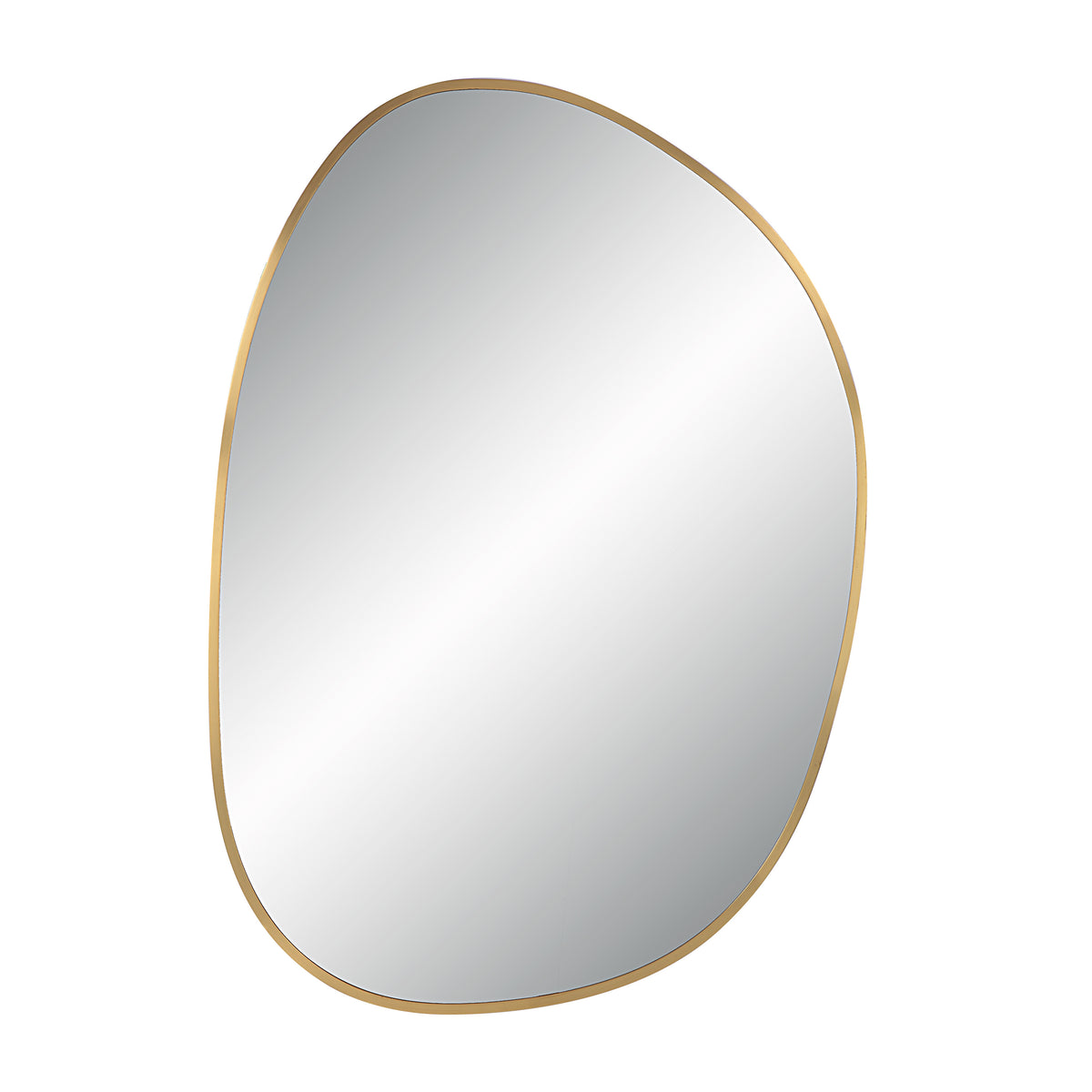 Camona 42" Tall Irregular Rectangular Oval Mirror, Satin Brass-Mirrors-DECOROLALA
