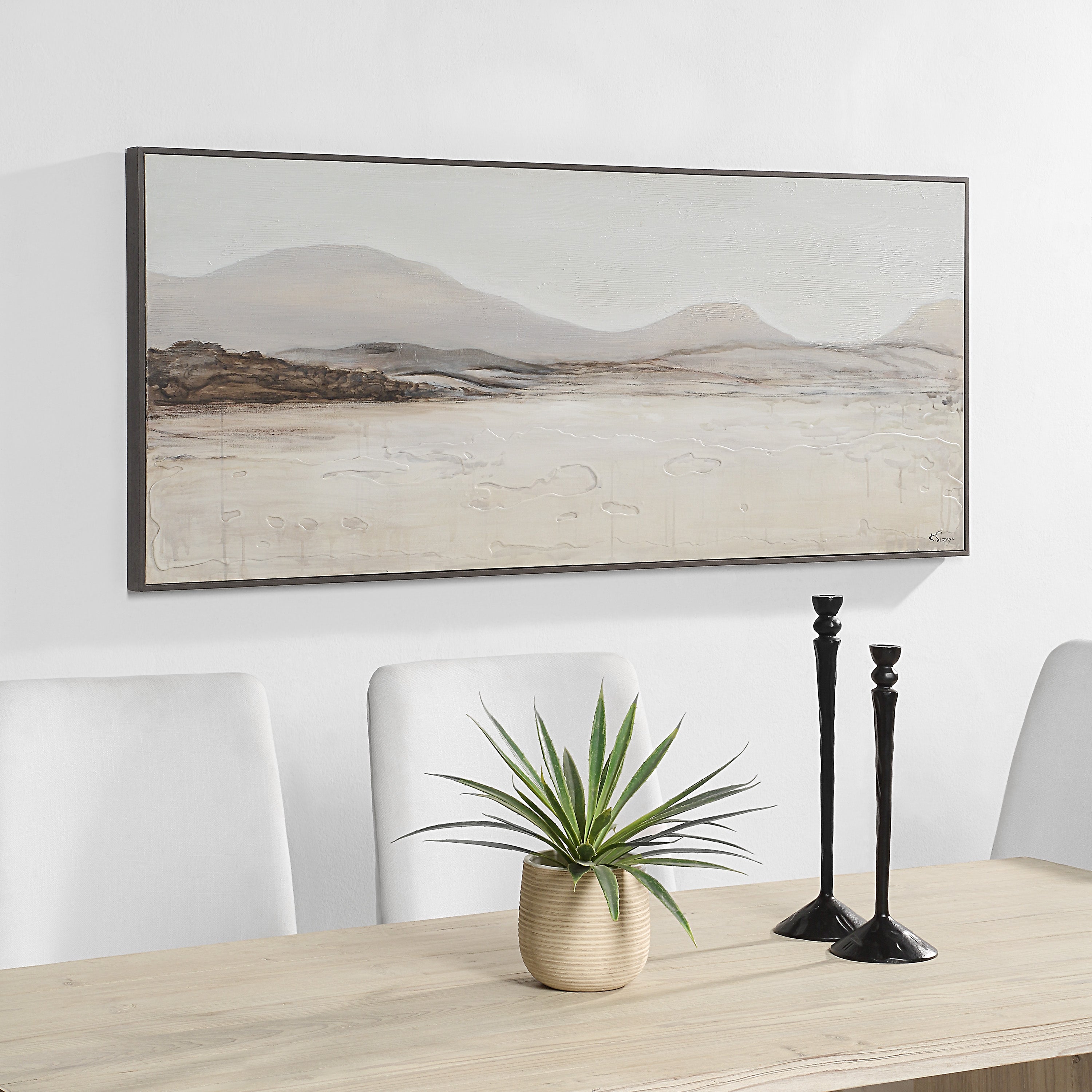 Campania 70" Wide Canvas Art, White, Grey, Beige-Canvas Art-DECOROLALA