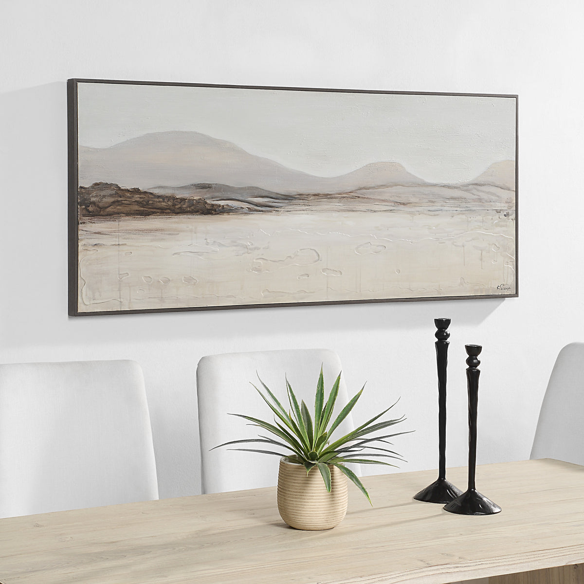 Campania 70" Wide Canvas Art, White, Grey, Beige-Canvas Prints-DECOROLALA