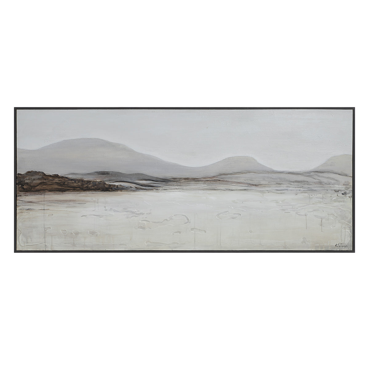Campania 70" Wide Canvas Art, White, Grey, Beige-Canvas Prints-DECOROLALA