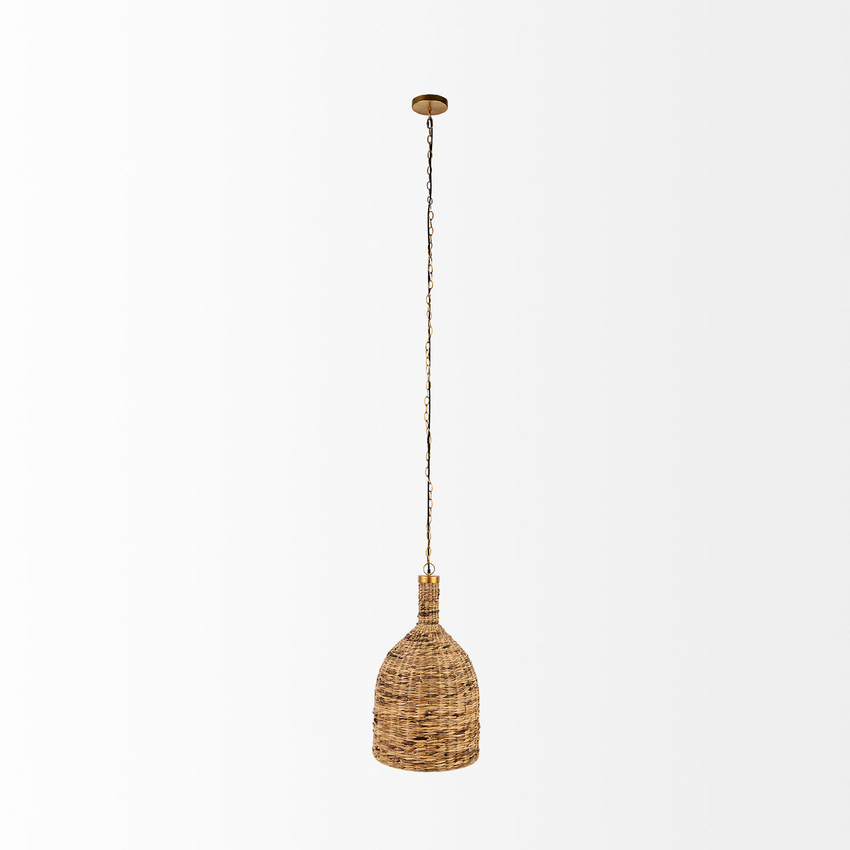 Campanile 16.0L x 16.0W x 27.0H Brown Whicker Pendant Light-Pendant Lighting-DECOROLALA