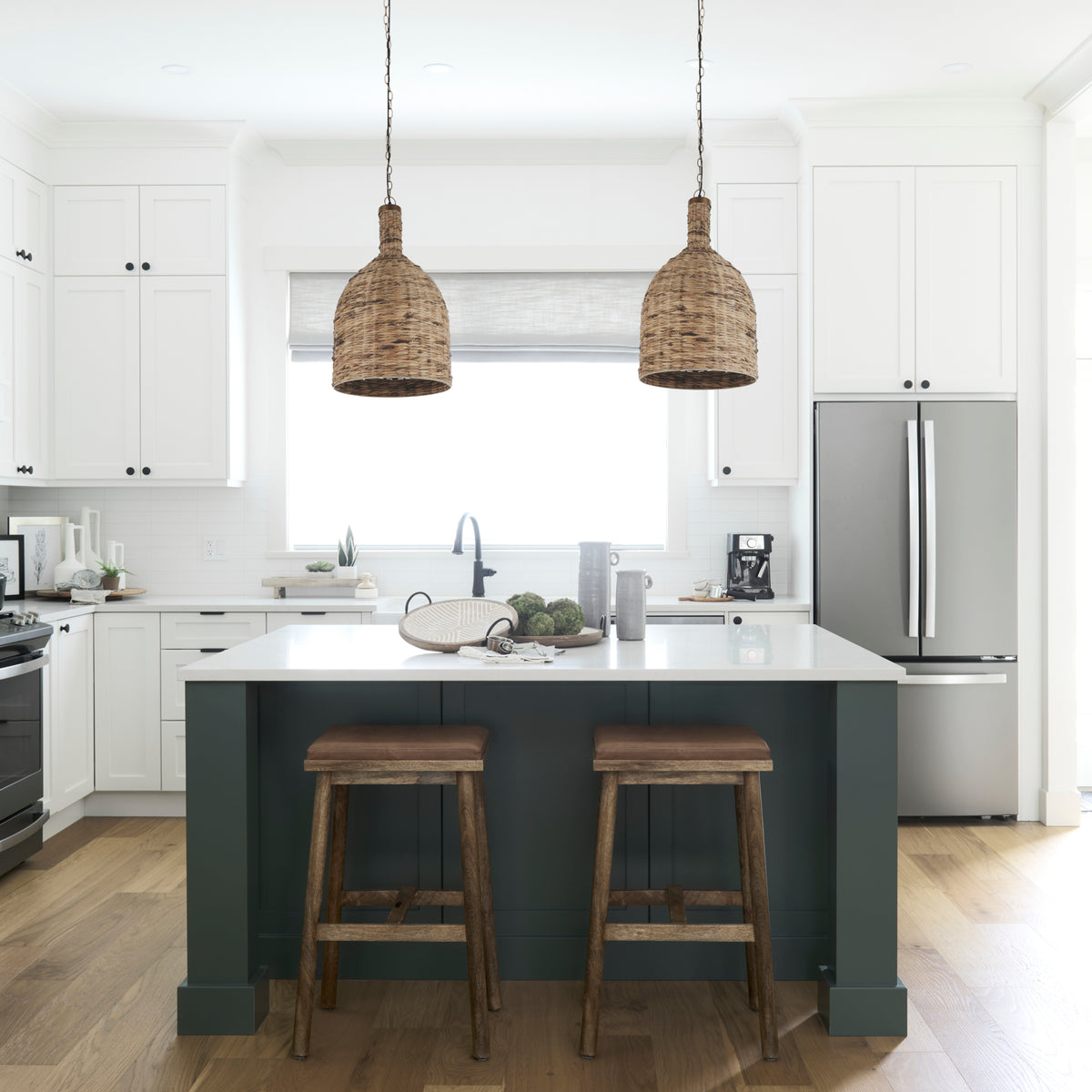 Campanile Brown Wicker Domed Pendant Light-Pendant Lights-DECOROLALA