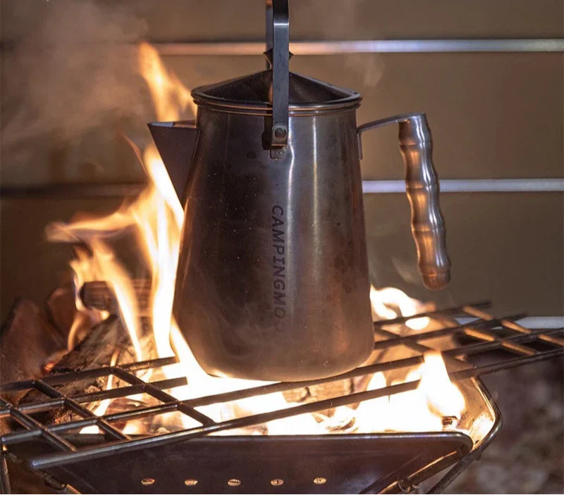 Camping Tea Kettle 1.86L with Titanium Plating Silver-Camping Cookware & Dinnerware-DECOROLALA