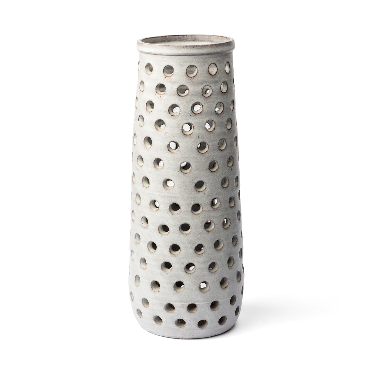 Canasta Large Rustic White Ceramic Decorative Vase-Vase-DECOROLALA