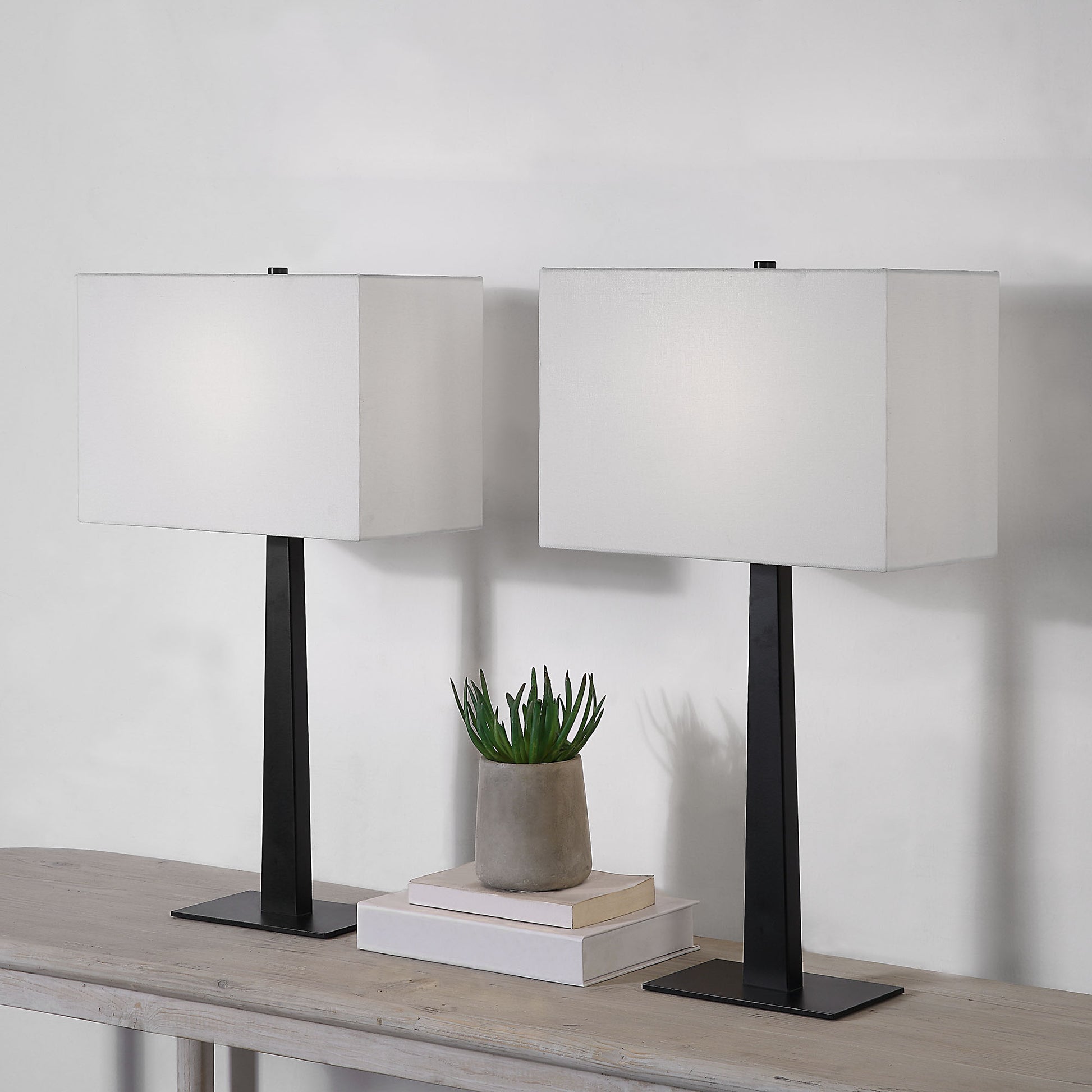 Candace 26" Table Lamp Set of 2 Matte Black-Table Lamp- Set of two-DECOROLALA