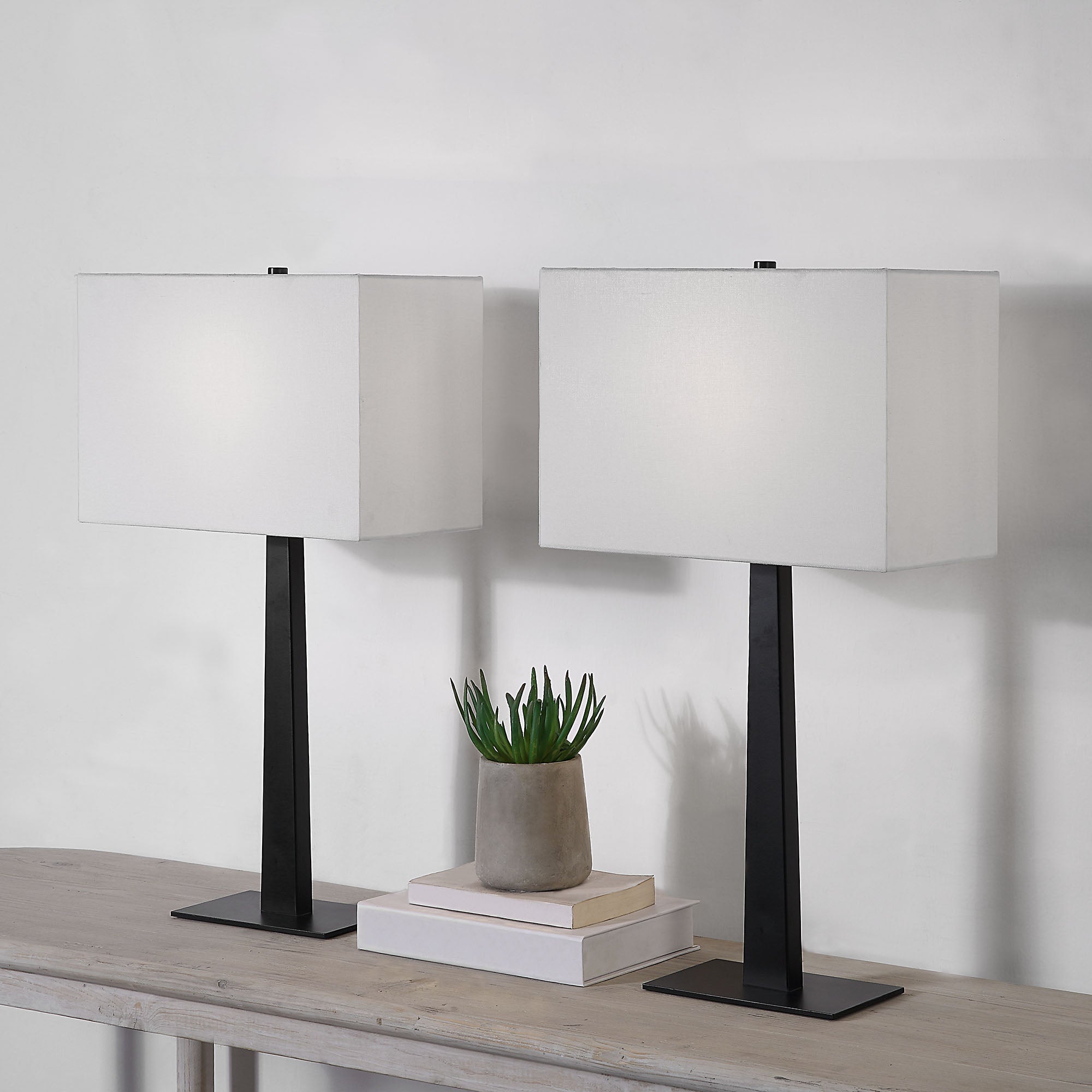 Candace 26" Table Lamp Set of 2 Matte Black-Table Lamp- Set of two-DECOROLALA