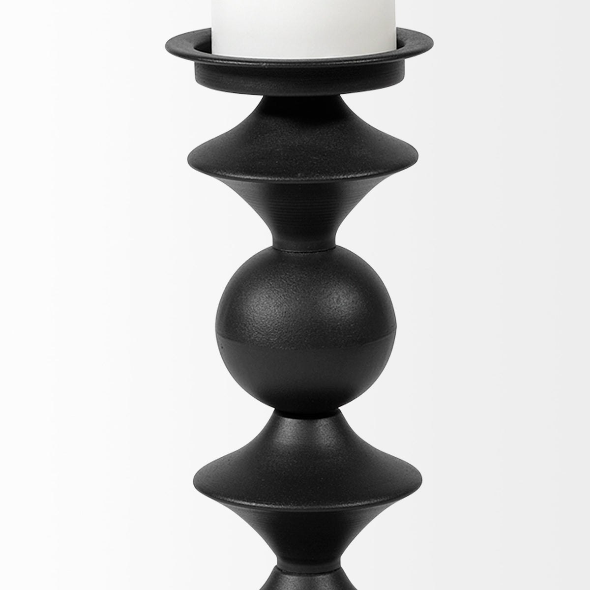 Candelero I Small Black Metal Grooved Table Candle Holder-Table Candle Holders-DECOROLALA