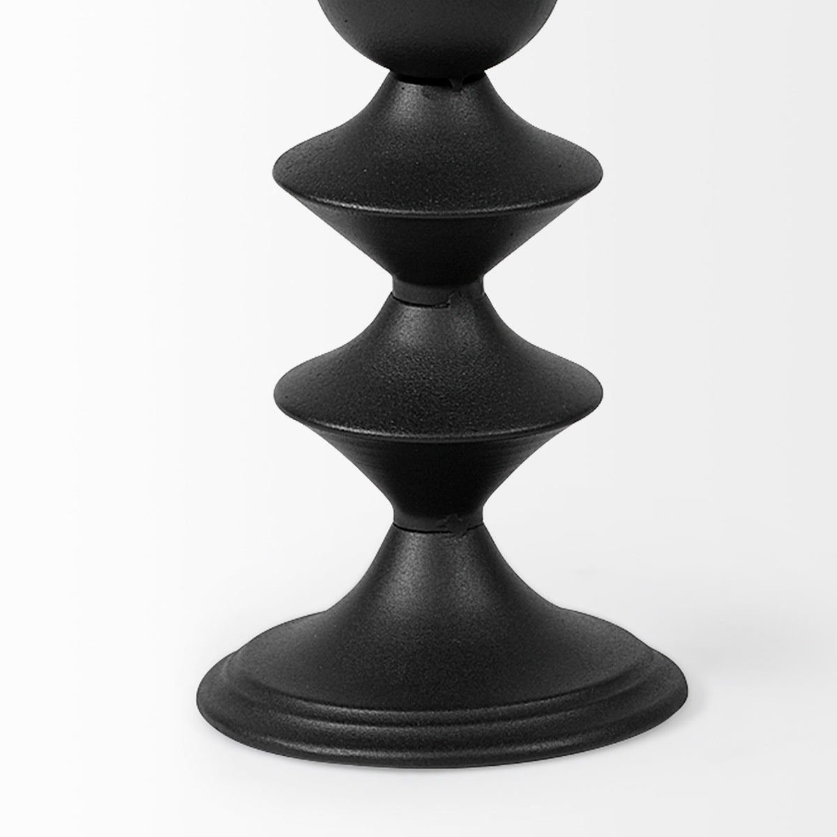 Candelero II Large Black Metal Grooved Table Candle Holder-Table Candle Holders-DECOROLALA