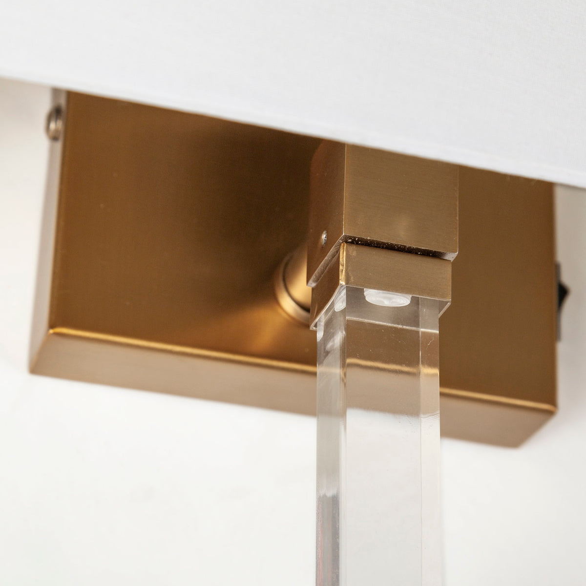 Cantabria 12x30 White Shade Brass/Acrylic Wall Sconce-Wall Sconces-DECOROLALA