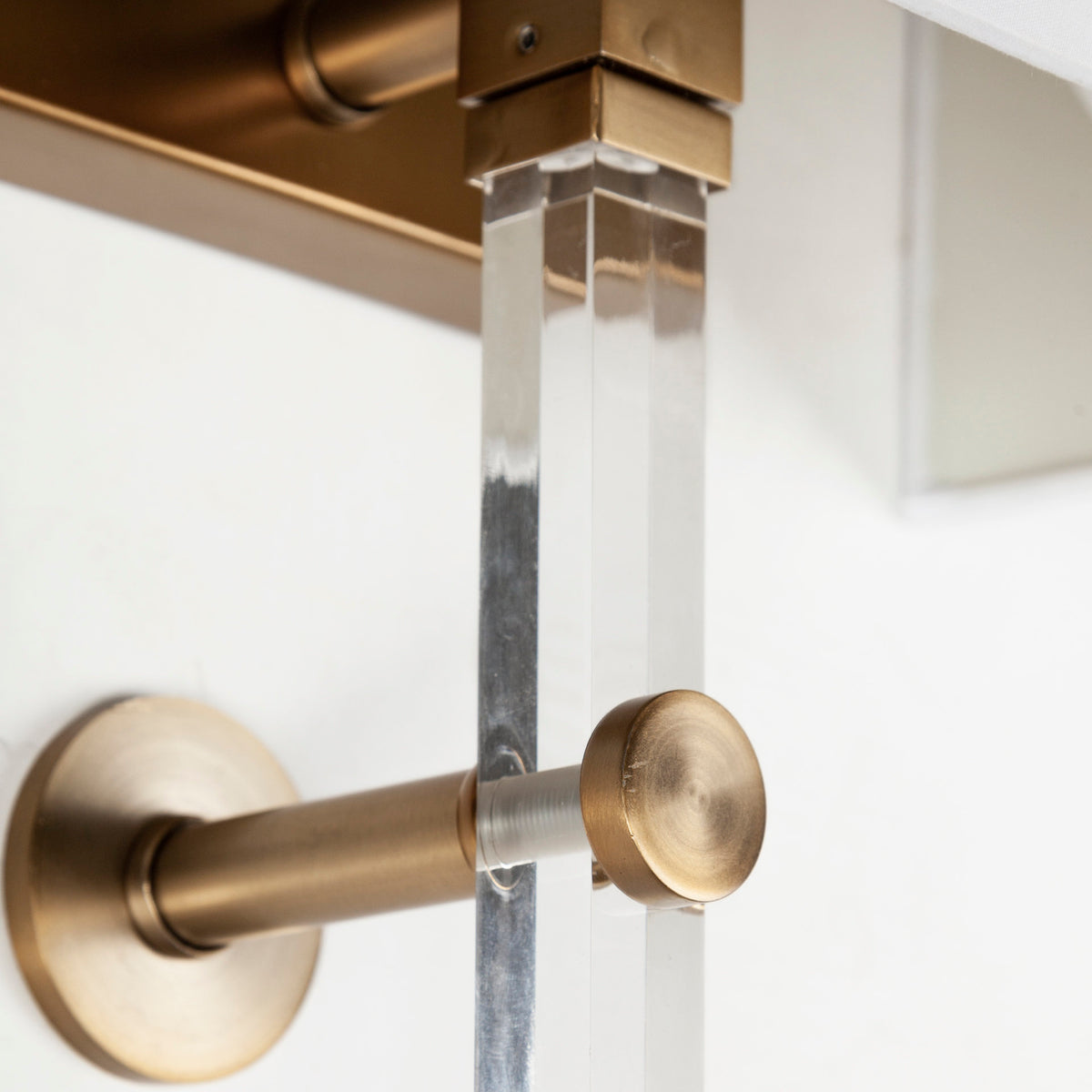 Cantabria 12x30 White Shade Brass/Acrylic Wall Sconce-Wall Sconces-DECOROLALA