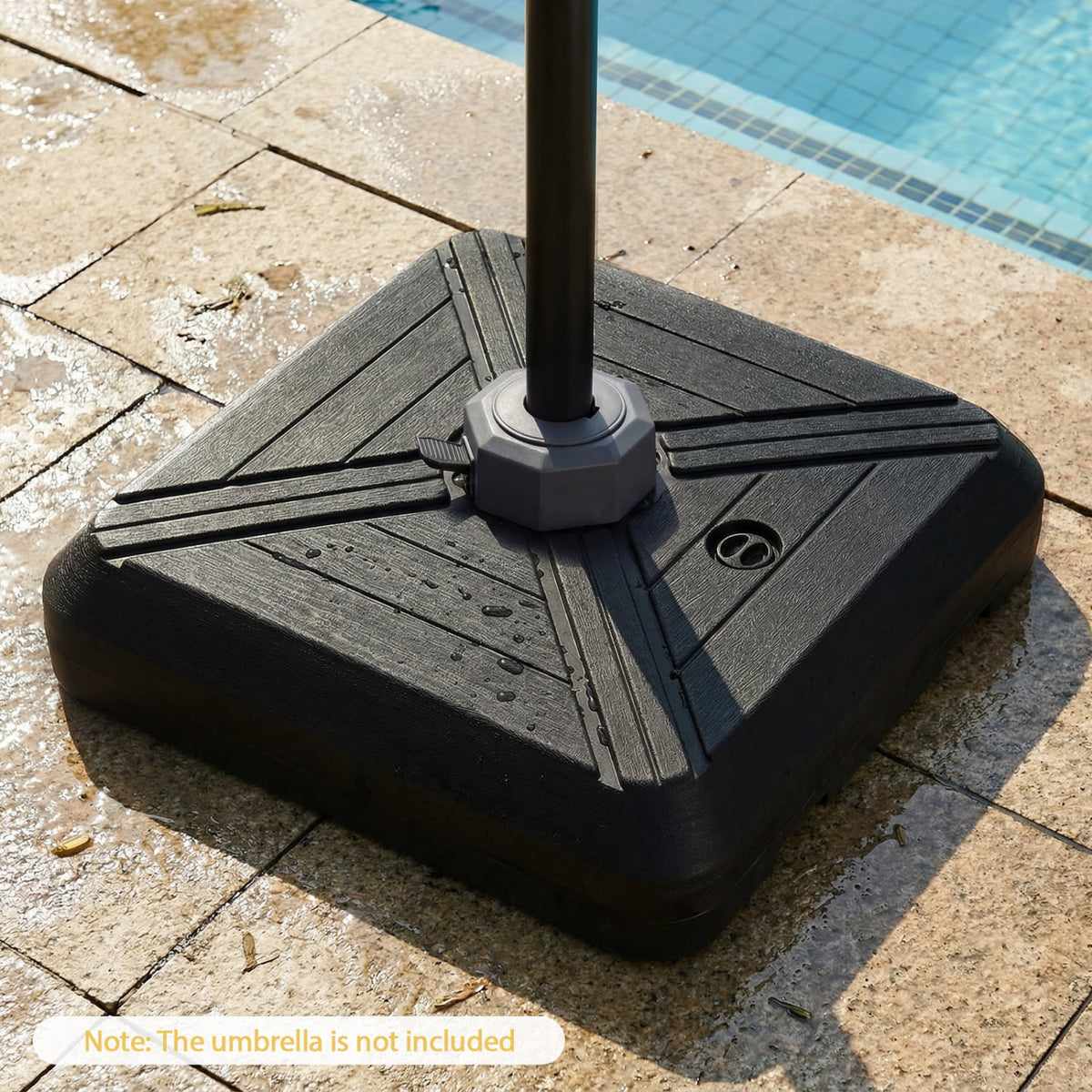 Cantilever Offset Umbrella Base with Wheels for Backyard Poolside-Outdoor Umbrella Bases-DECOROLALA