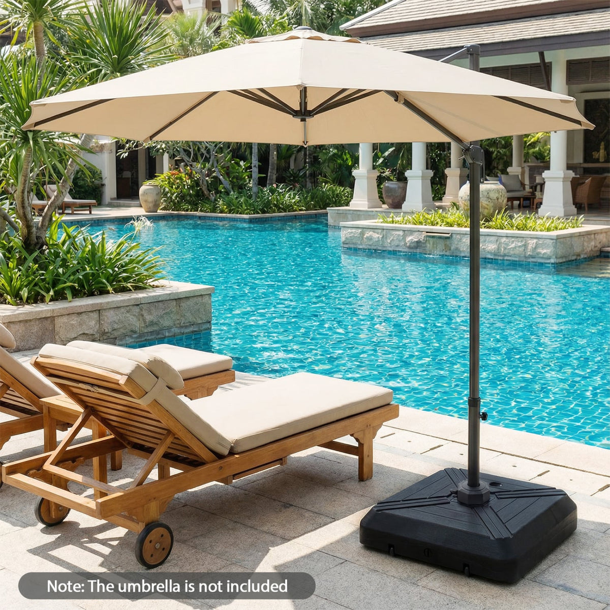Cantilever Offset Umbrella Base with Wheels for Backyard Poolside-Outdoor Umbrella Bases-DECOROLALA
