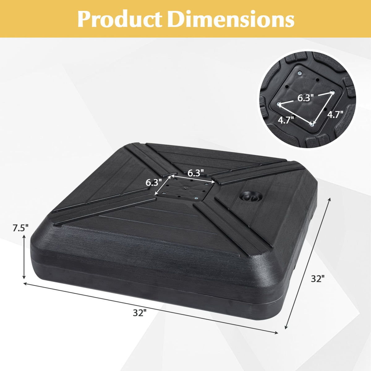 Cantilever Offset Umbrella Base with Wheels for Backyard Poolside-Outdoor Umbrella Bases-DECOROLALA