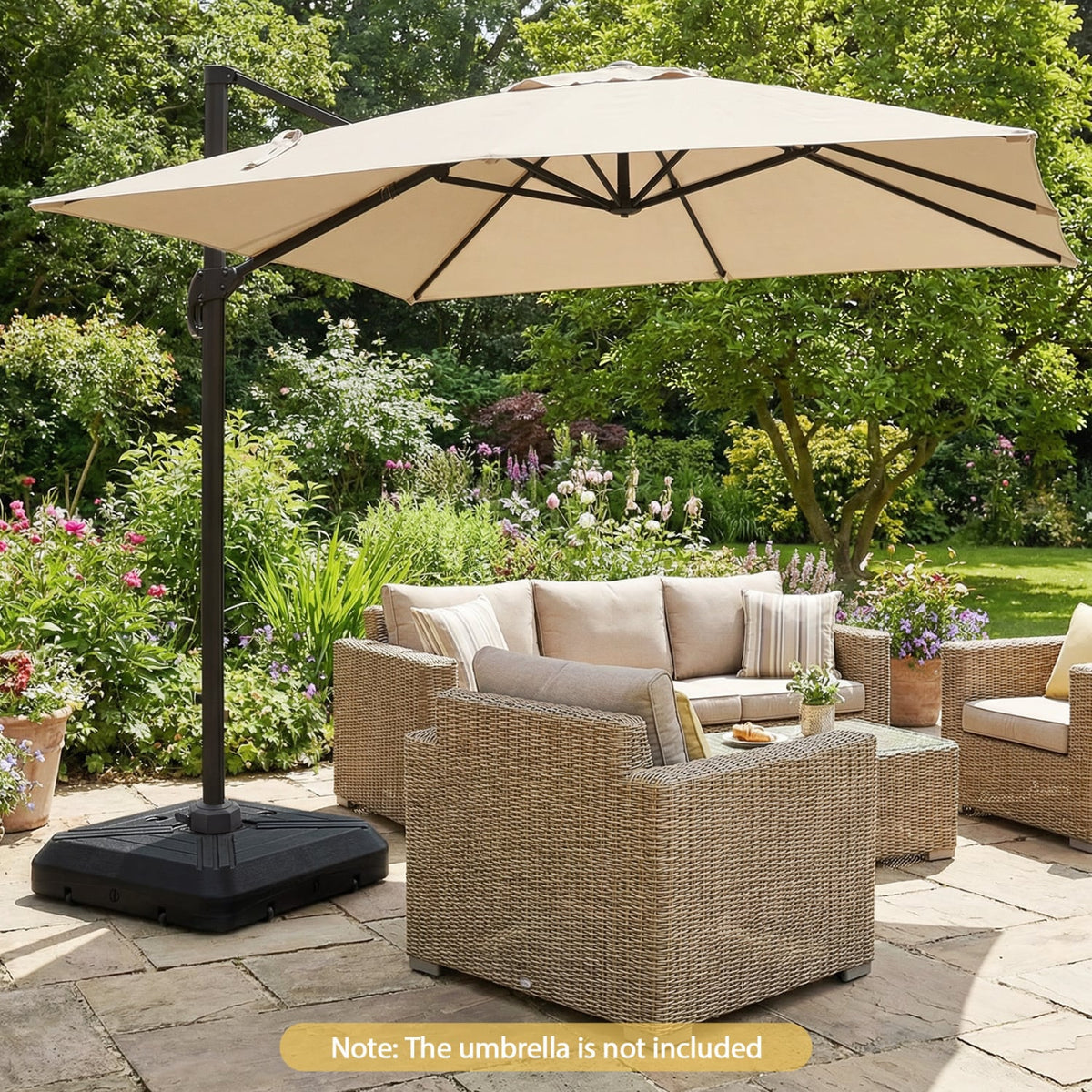Cantilever Offset Umbrella Base with Wheels for Backyard Poolside-Outdoor Umbrella Bases-DECOROLALA