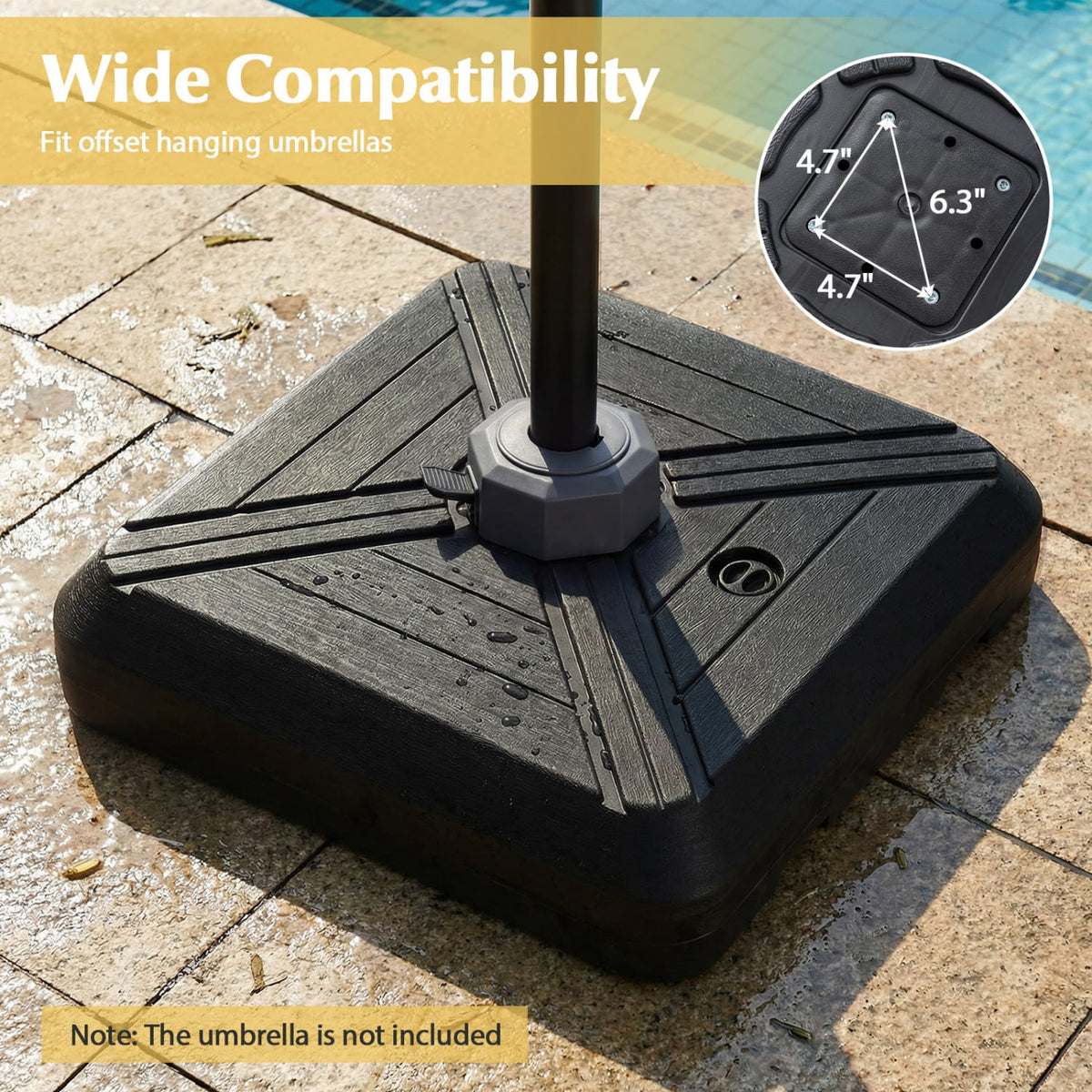 Cantilever Offset Umbrella Base with Wheels for Backyard Poolside-Outdoor Umbrella Bases-DECOROLALA