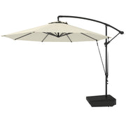Cantilever Umbrella 10FT with Wind Strap, Fillable Base, UPF50+ Shade, Cream White-DECOROLALA