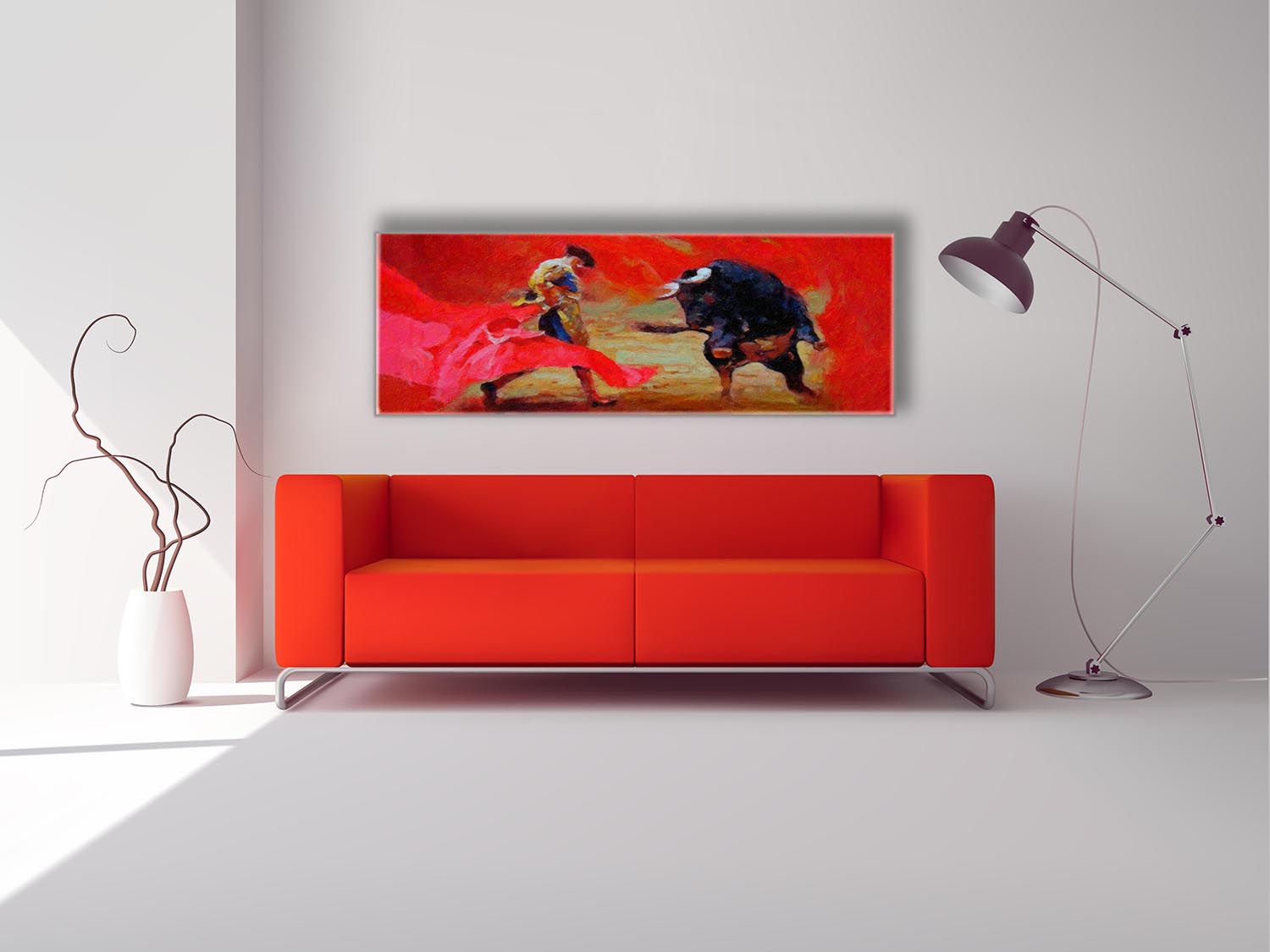 Canvas Bullfighter Wall Art 72X24 Diamond Varnish-Wall Art-DECOROLALA