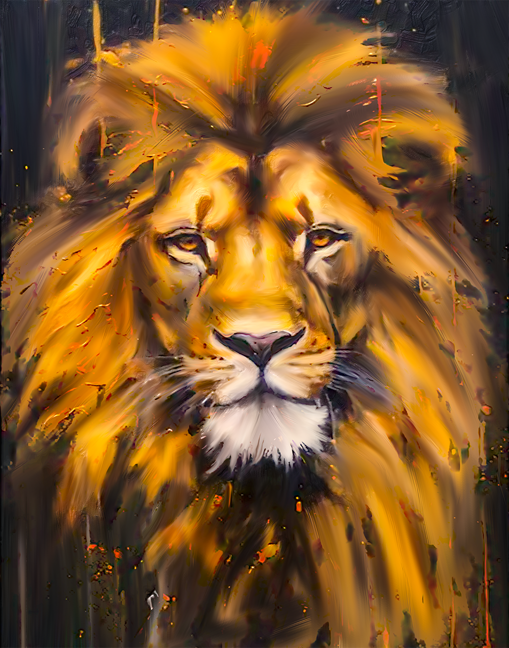Canvas Lion Head Gold Glitter Wall Art-Wall Art-DECOROLALA