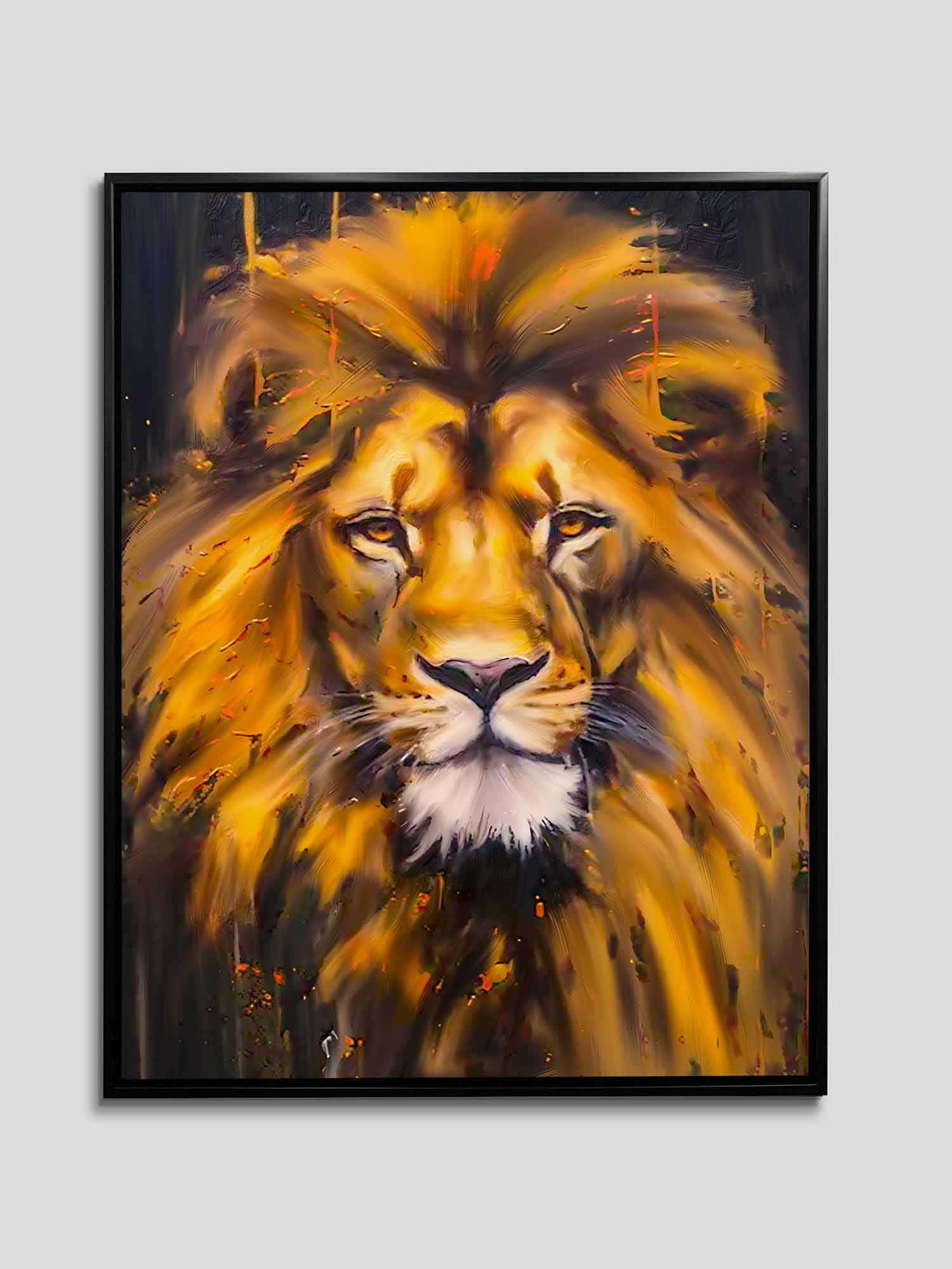 Canvas Lion Head Gold Glitter Wall Art-Wall Art-DECOROLALA