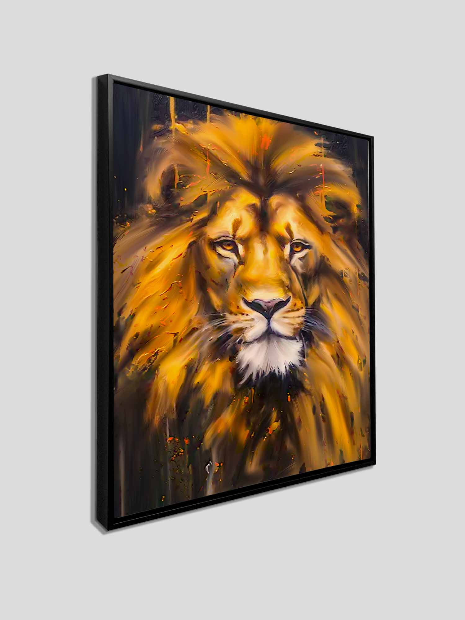 Canvas Lion Head Gold Glitter Wall Art-Wall Art-DECOROLALA