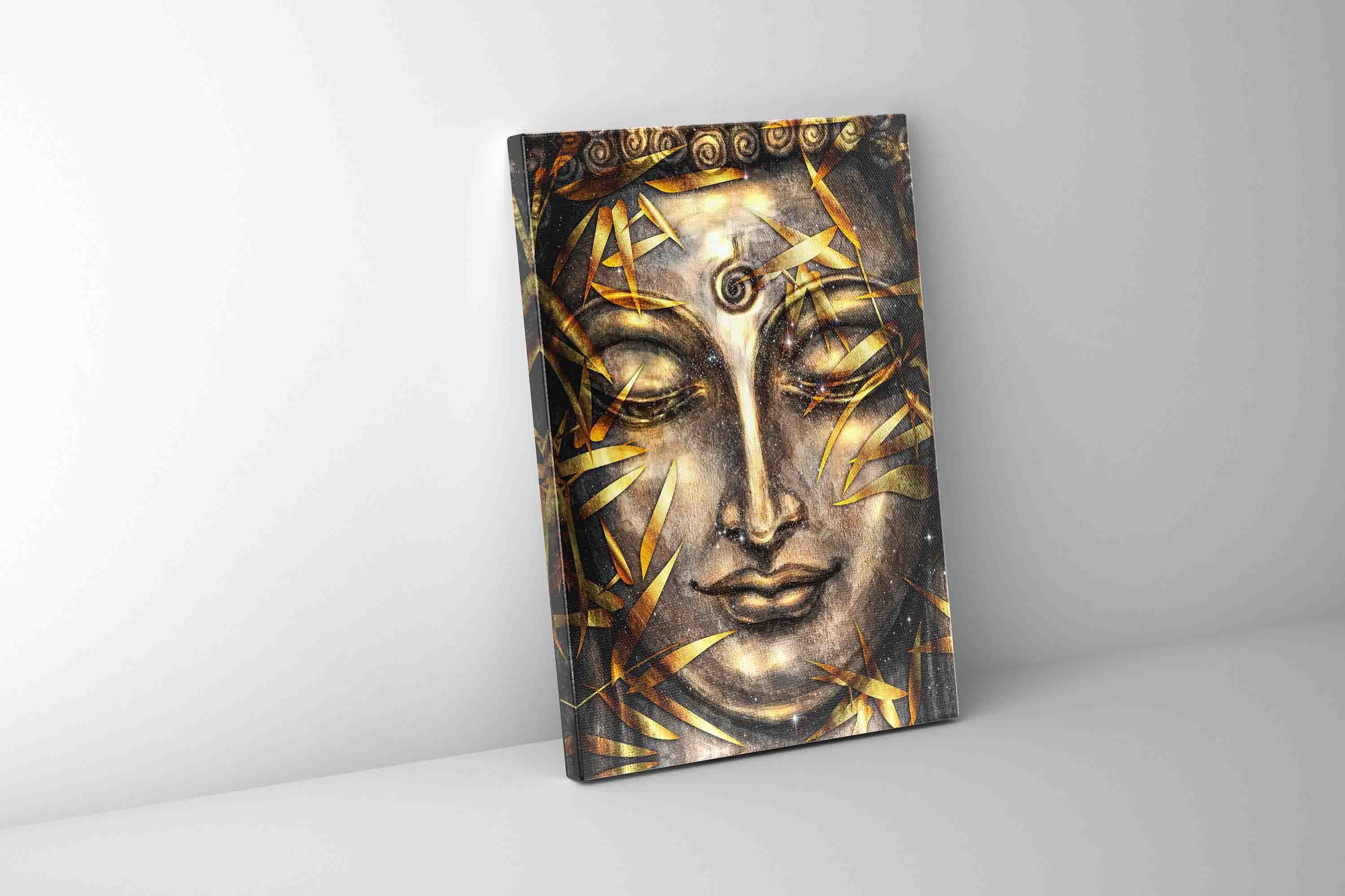 Canvas Pint Gold Buddha- Artwork-Gold varnish-Wall Art-DECOROLALA