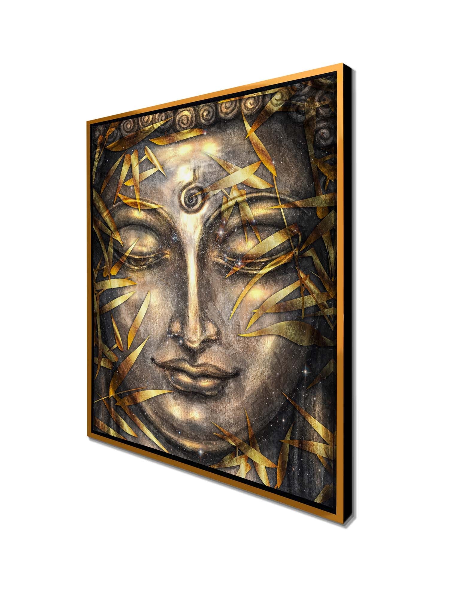 Canvas Pint Gold Buddha- Artwork-Gold varnish-Wall Art-DECOROLALA