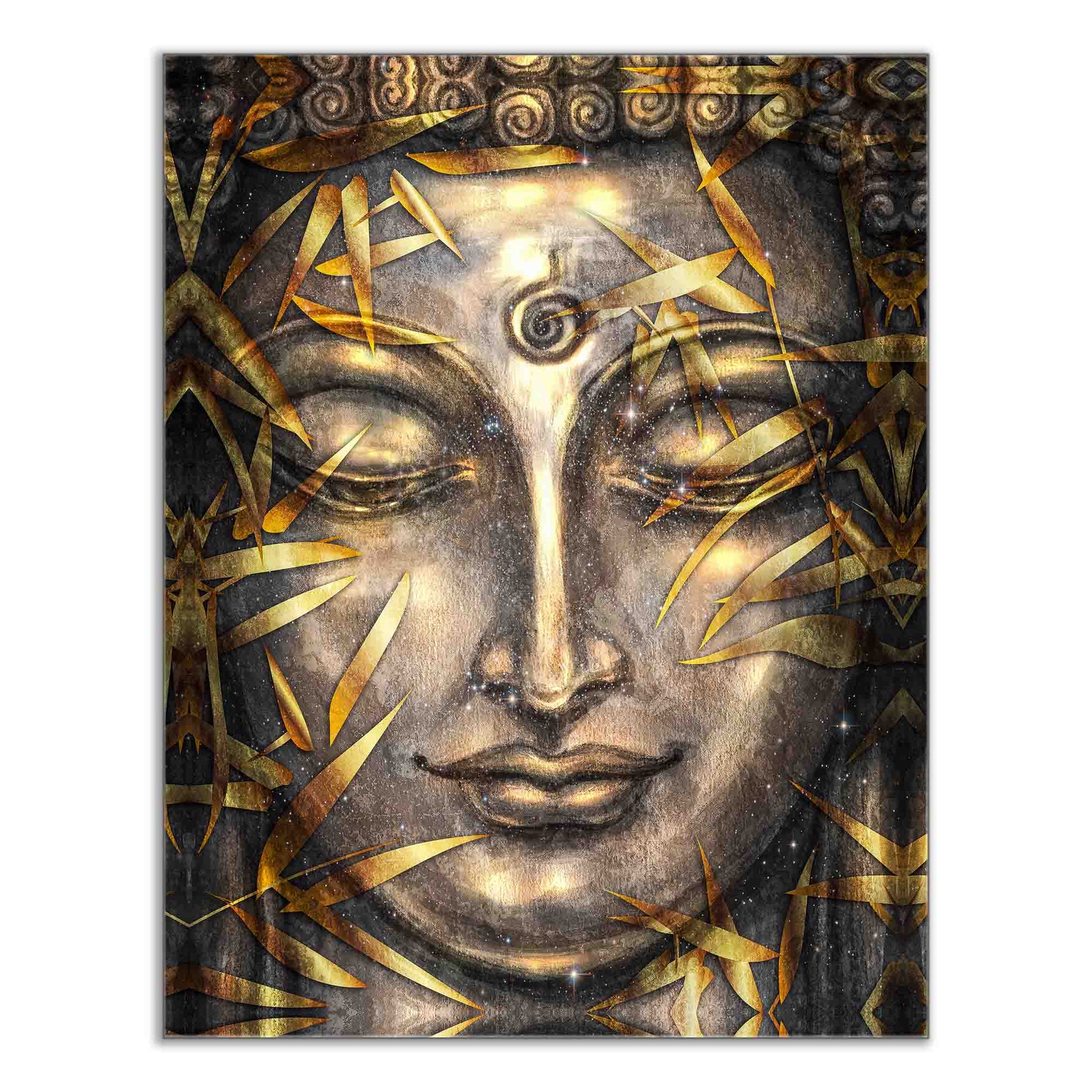 Canvas Pint Gold Buddha- Artwork-Gold varnish-Wall Art-DECOROLALA