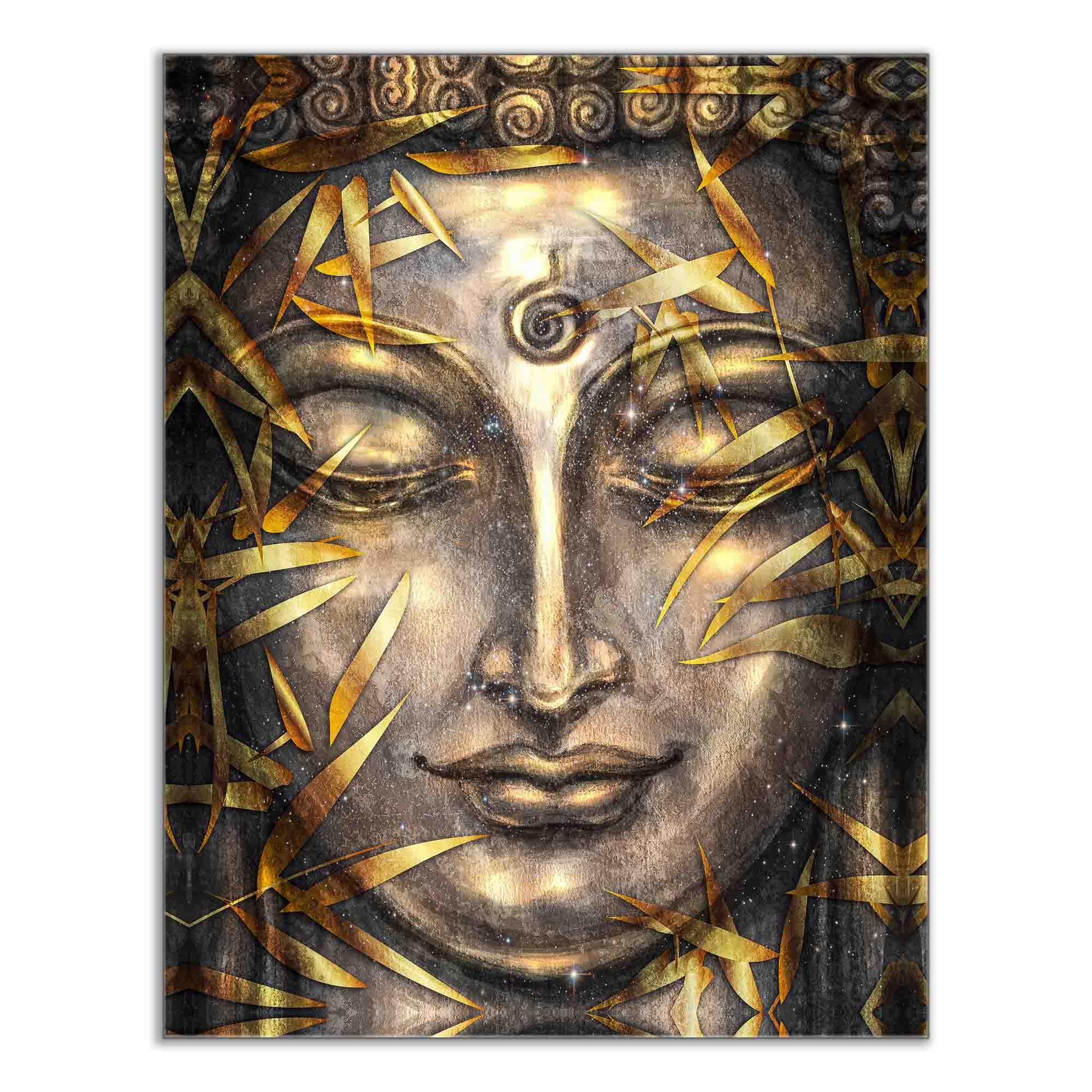 Canvas Pint Gold Buddha- Artwork-Gold varnish-Wall Art-DECOROLALA