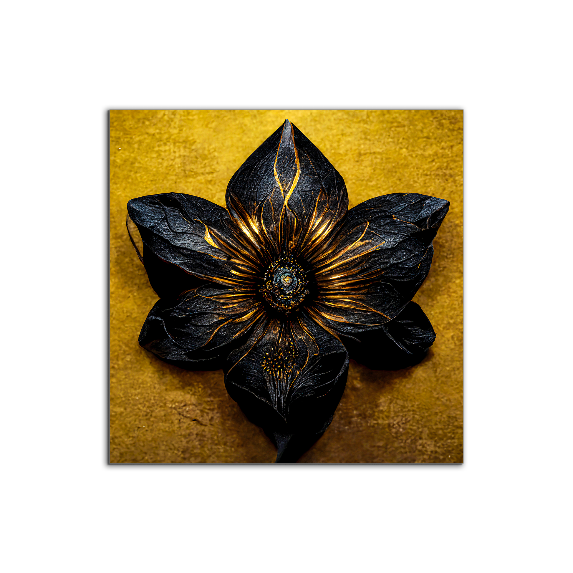 Canvas Print Black Flower Wall Art 36x36 Gold Coat-Wall Art-DECOROLALA