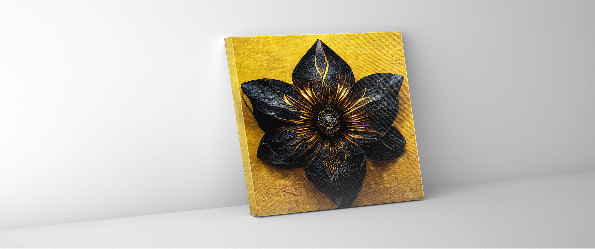 Canvas Print Black Flower Wall Art 36x36 Gold Coat-Wall Art-DECOROLALA