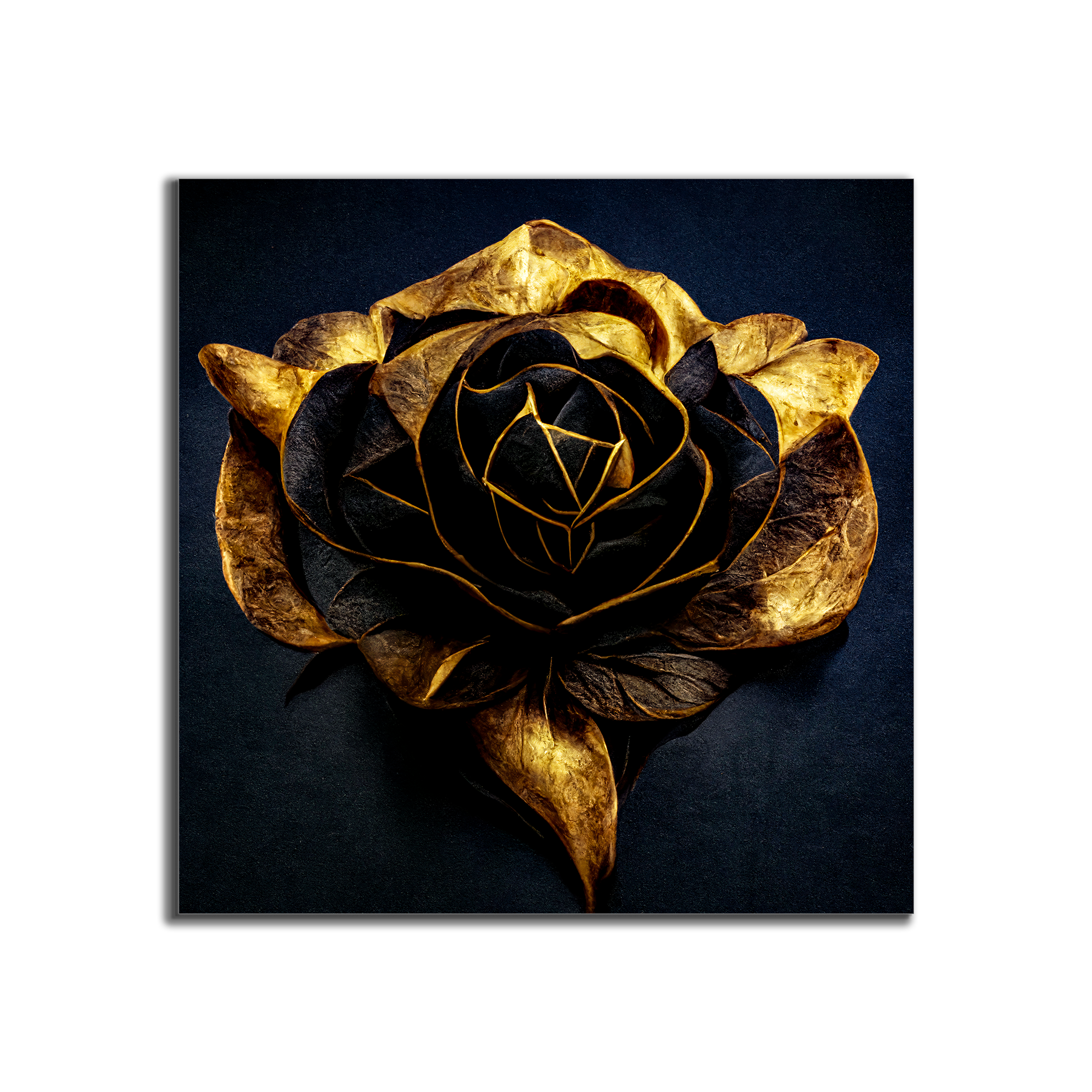 Canvas Print Black and Gold Flower Wall Art 36x36-Wall Art-DECOROLALA