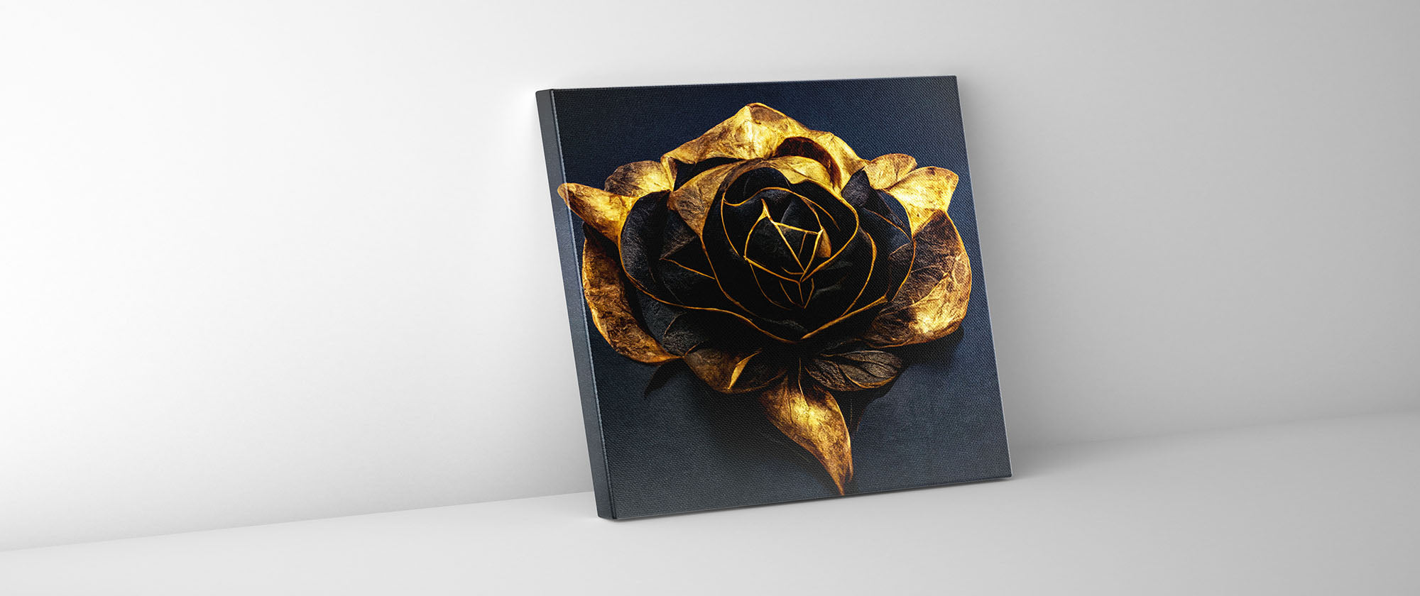 Canvas Print Black and Gold Flower Wall Art 36x36-Wall Art-DECOROLALA