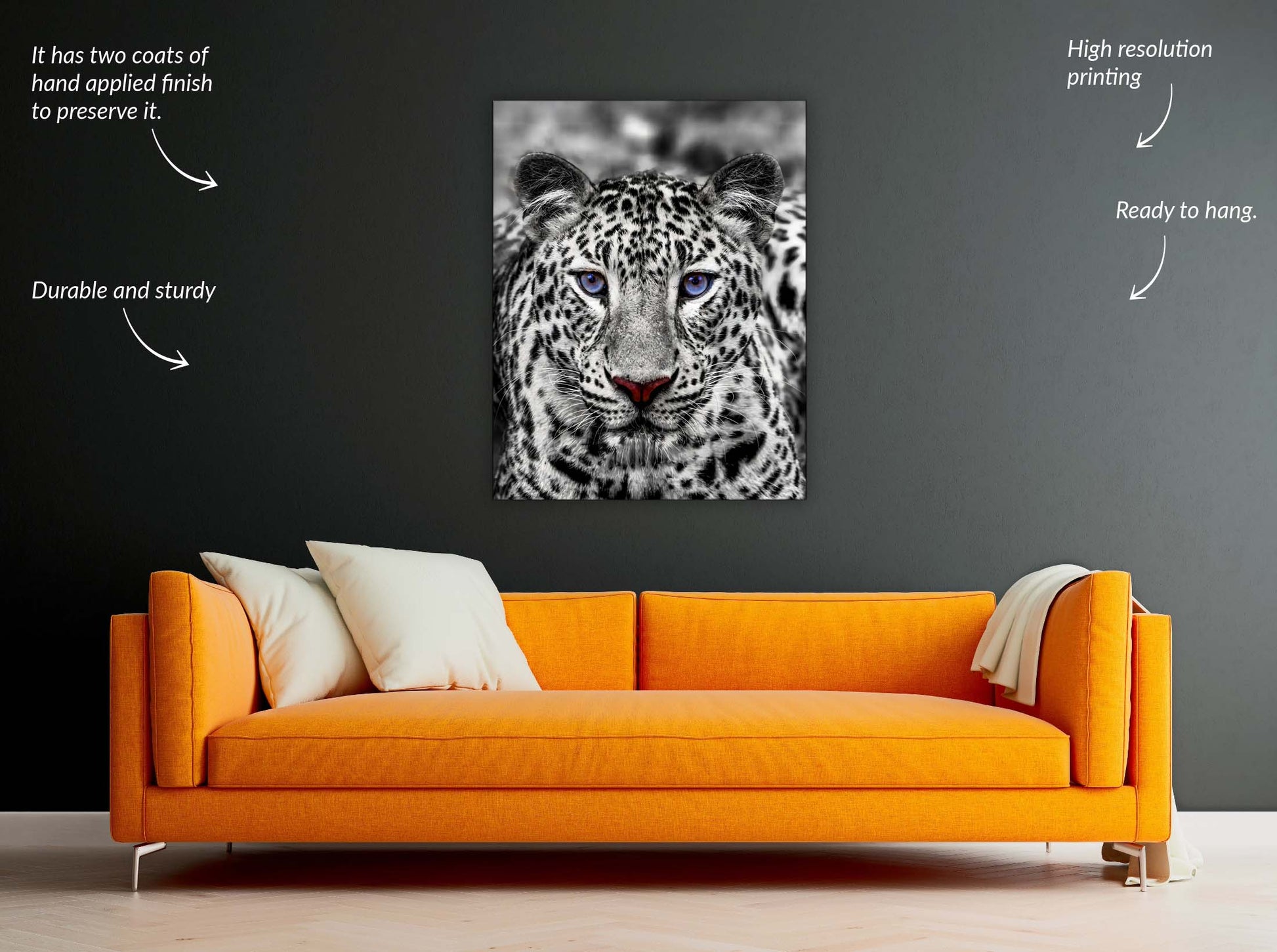 Canvas Print Blue Eyed White Tiger 48x36 inches-Wall Art-DECOROLALA