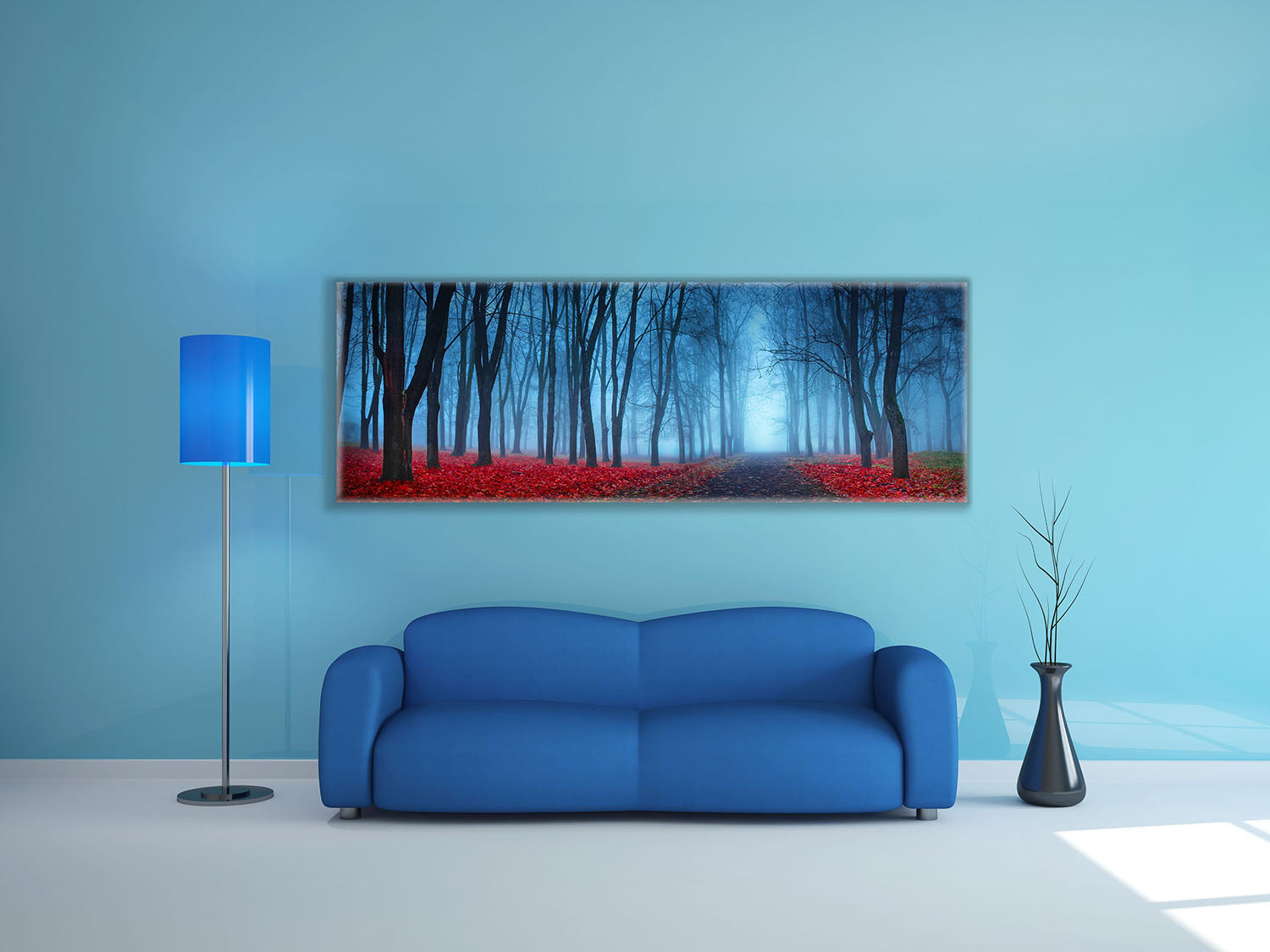 Canvas Print Blue Mist Trees 72x24 Wall Art-Wall Art-DECOROLALA