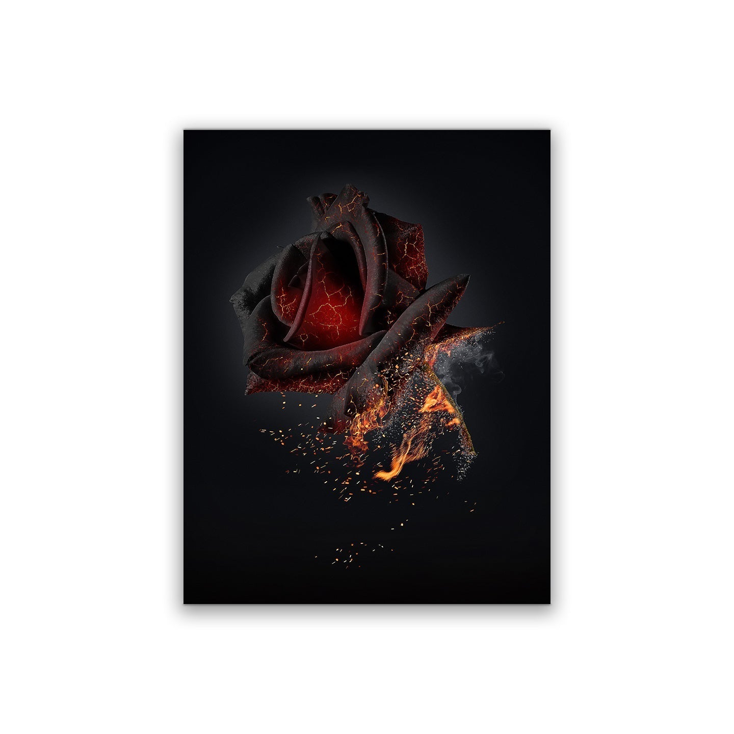 Canvas Print Burning Rose Wall Art Gold Finish-Wall Art-DECOROLALA