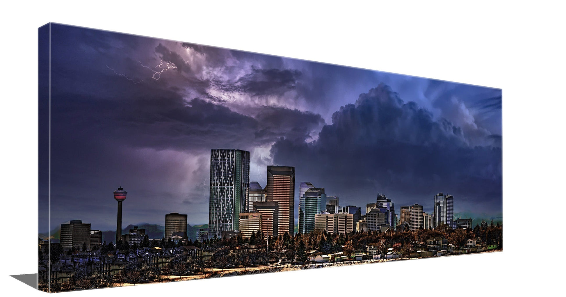 Canvas Print Calgary in Blue 72x24-Wall Art-DECOROLALA