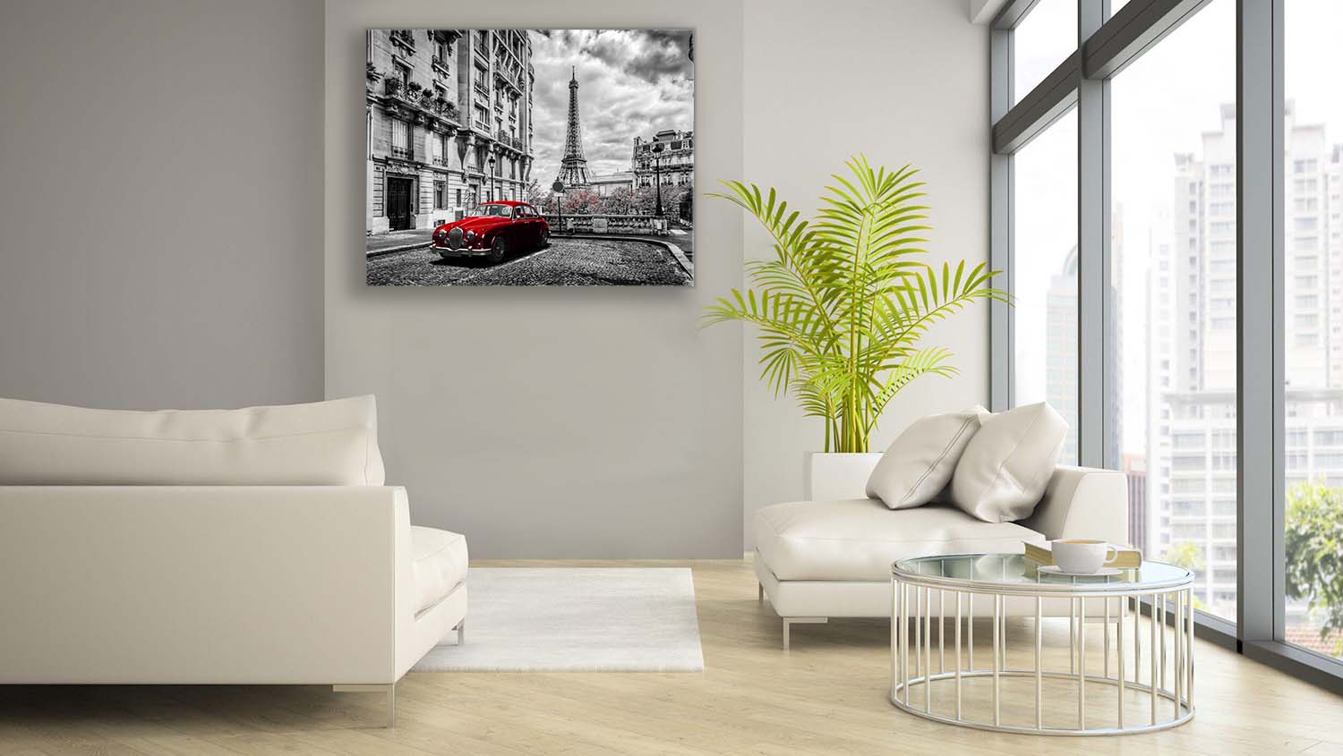 Canvas Print Eiffel Tower Black White Red-Wall Art-DECOROLALA